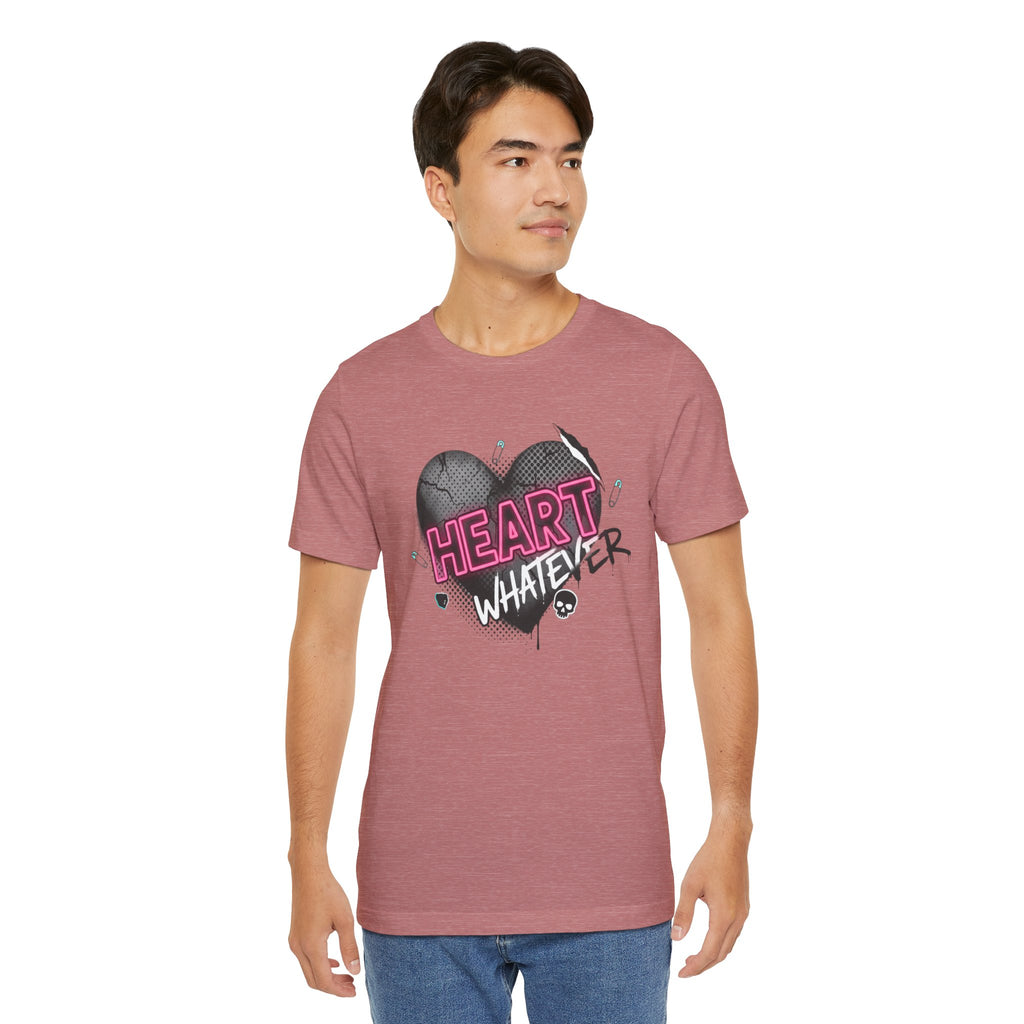 Heart Whatever T-Shirt — Edgy Pink & Black Graphic Tee