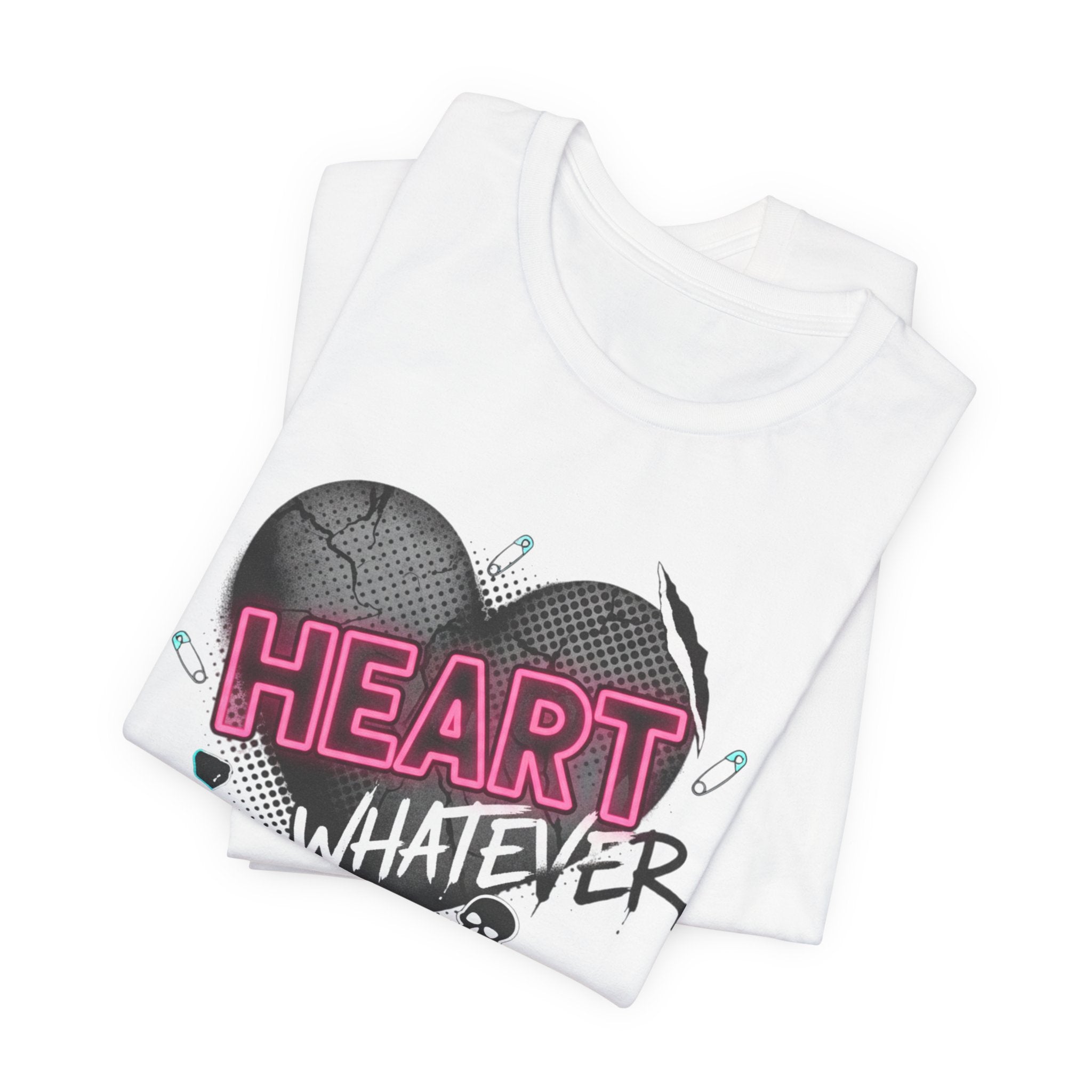Heart Whatever T-Shirt — Edgy Pink & Black Graphic Tee