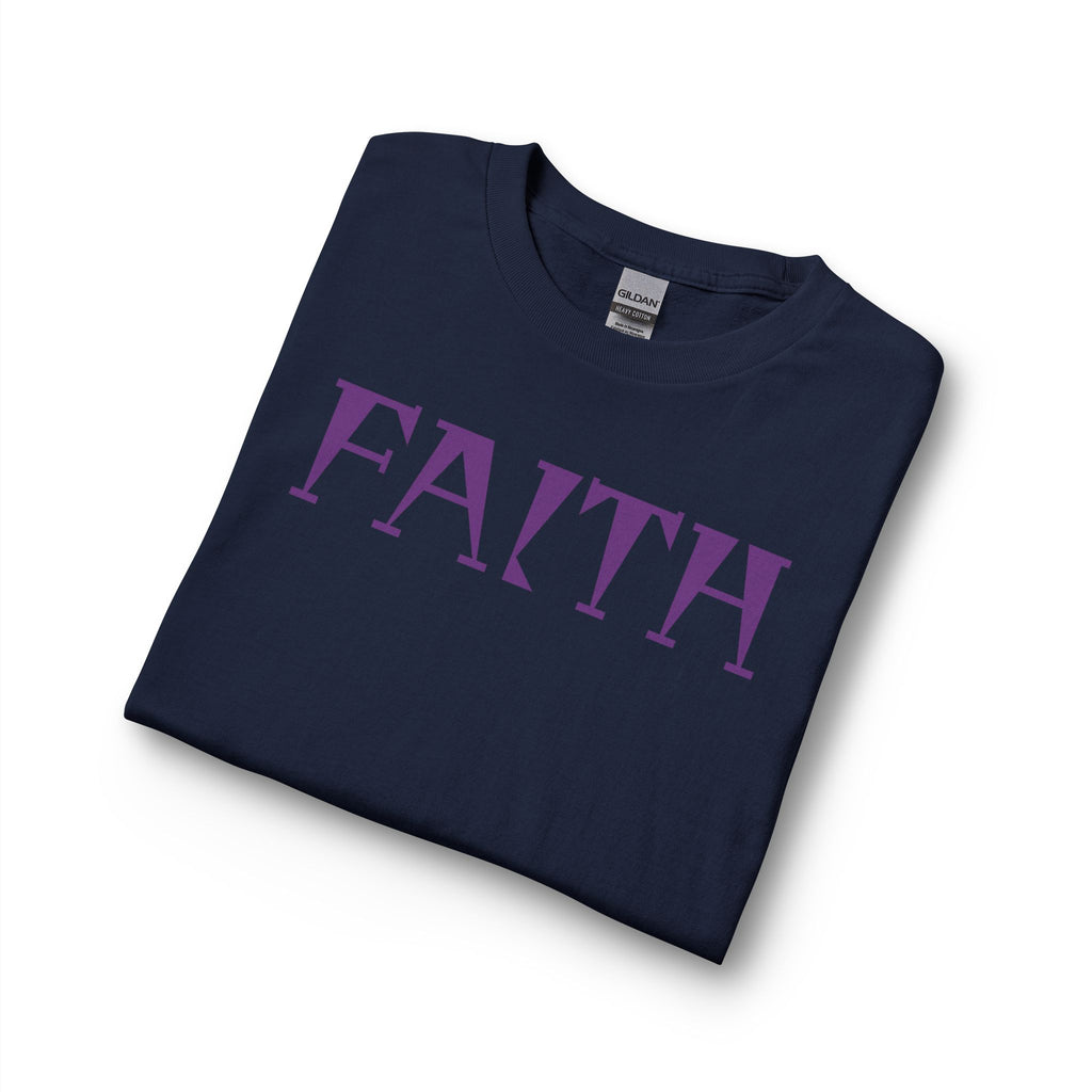 Faith Long Sleeve Tee — Purple Gothic Lettering Spiritual Shirt