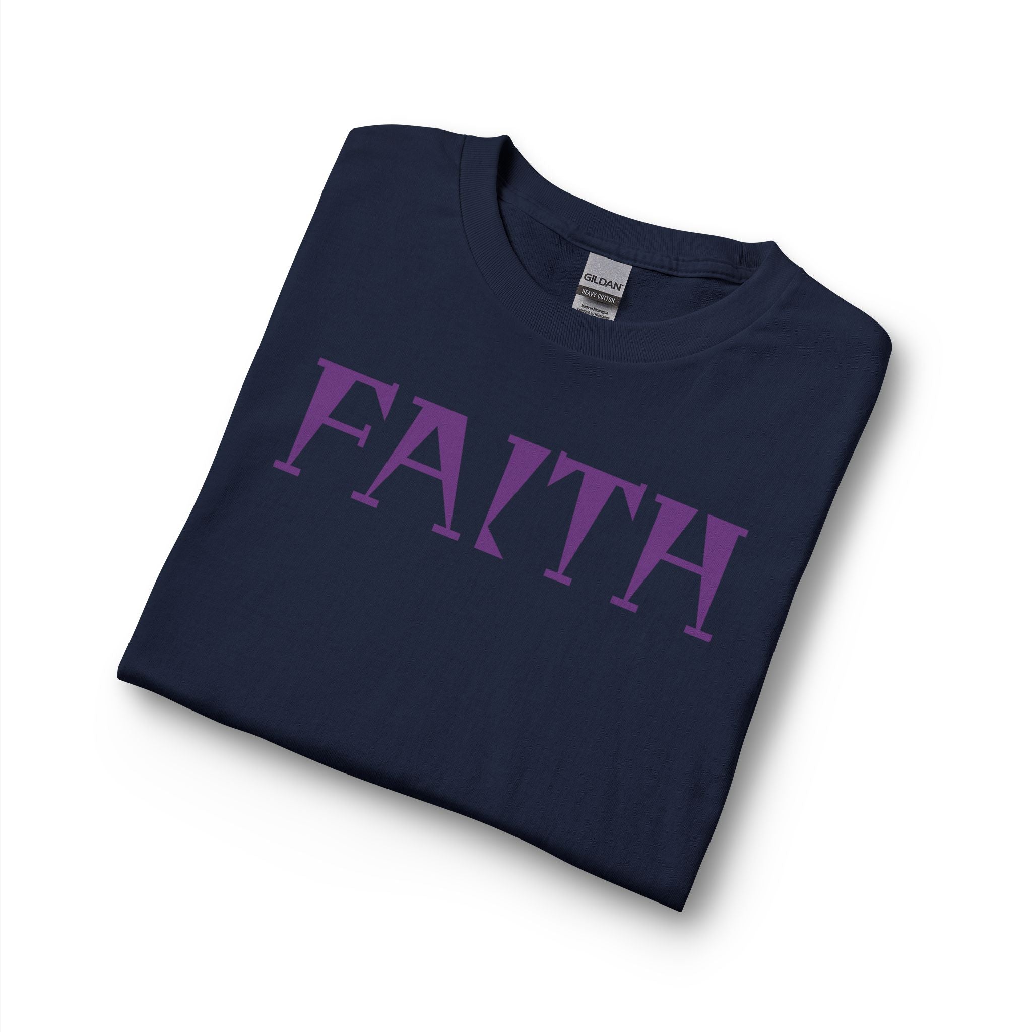 Faith Long Sleeve Tee — Purple Gothic Lettering Spiritual Shirt