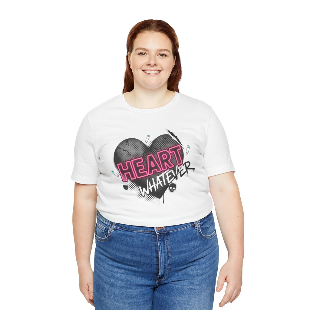Heart Whatever T-Shirt — Edgy Pink & Black Graphic Tee