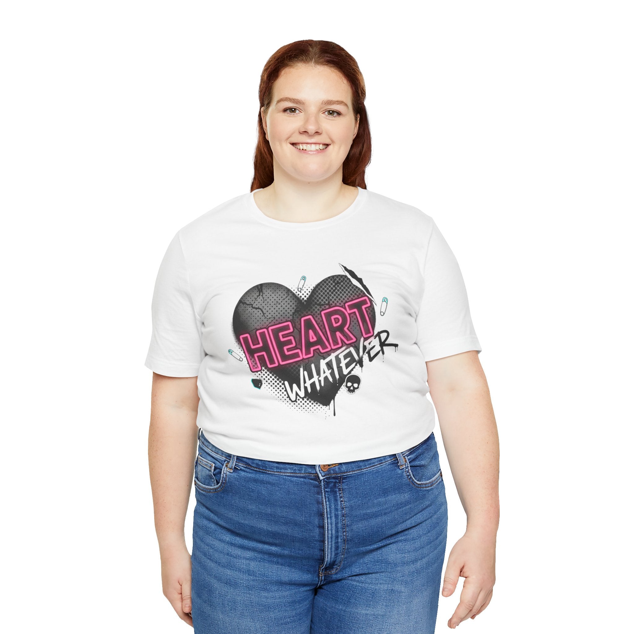 Heart Whatever T-Shirt — Edgy Pink & Black Graphic Tee