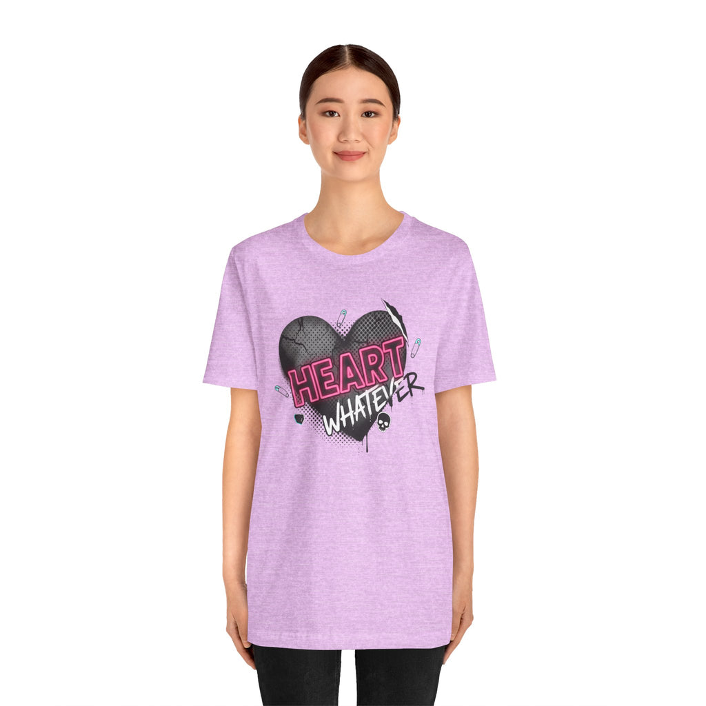 Heart Whatever T-Shirt — Edgy Pink & Black Graphic Tee