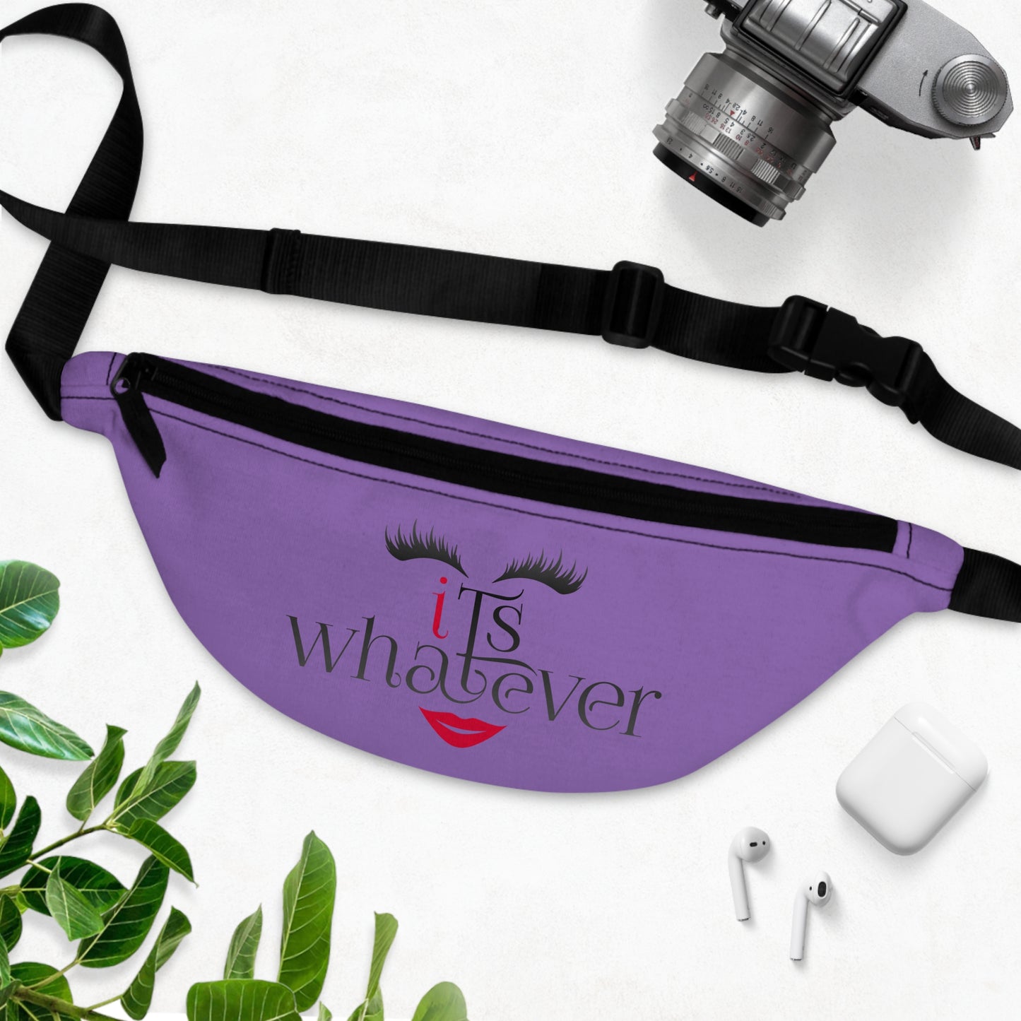 Whimsical Purple Fanny Pack with 'It's Whatever' Design