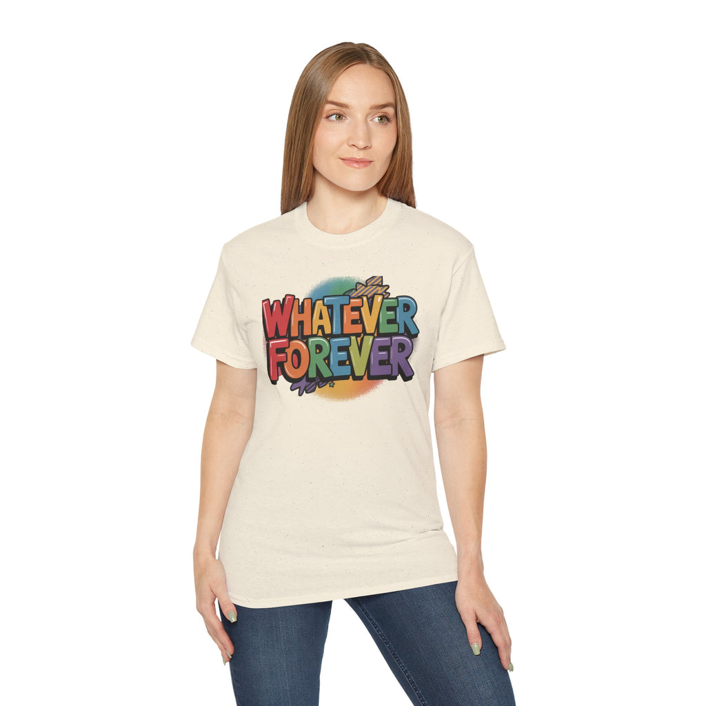 Whatever Forever Graphic Tee — Retro Rainbow Casual T‑Shirt