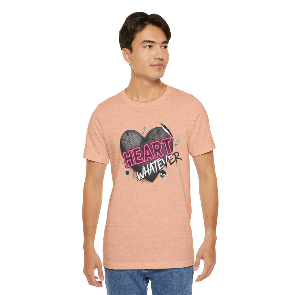 Heart Whatever T-Shirt — Edgy Pink & Black Graphic Tee