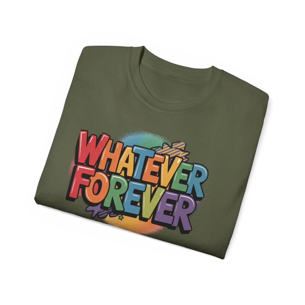 Whatever Forever Graphic Tee — Retro Rainbow Casual T‑Shirt