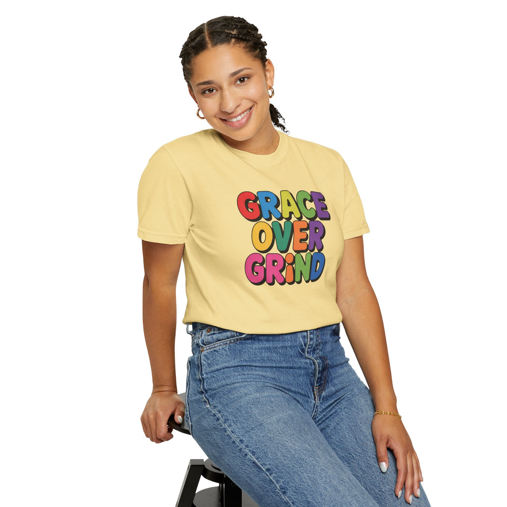 Grace Over Grind T-Shirt — Colorful Positive Faith Tee