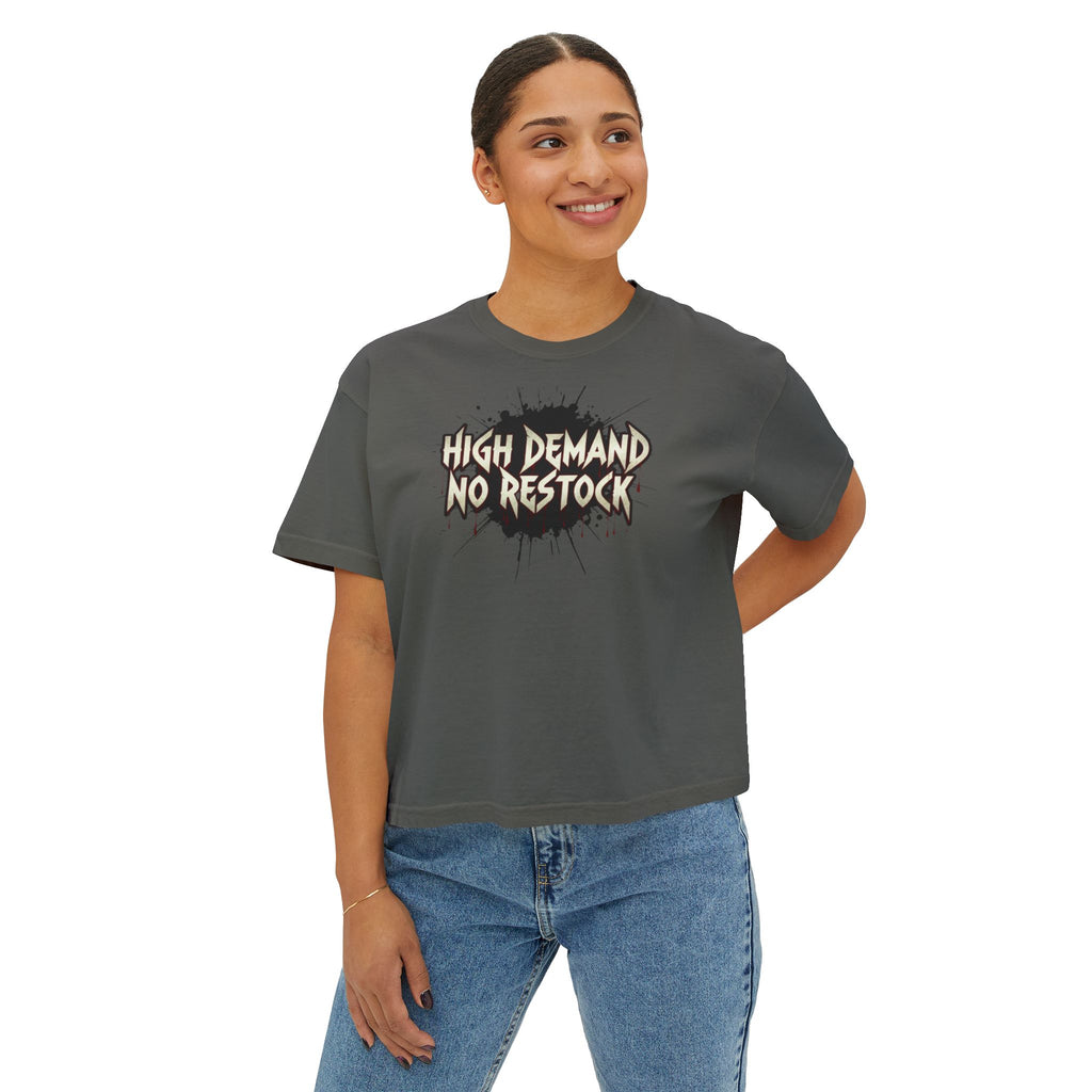 High Demand No Restock Boxy Tee — Women's Graphic Cropped T-Shirt
