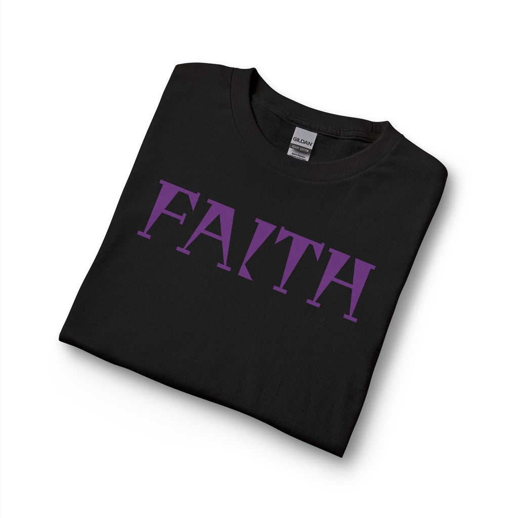 Faith Long Sleeve Tee — Purple Gothic Lettering Spiritual Shirt