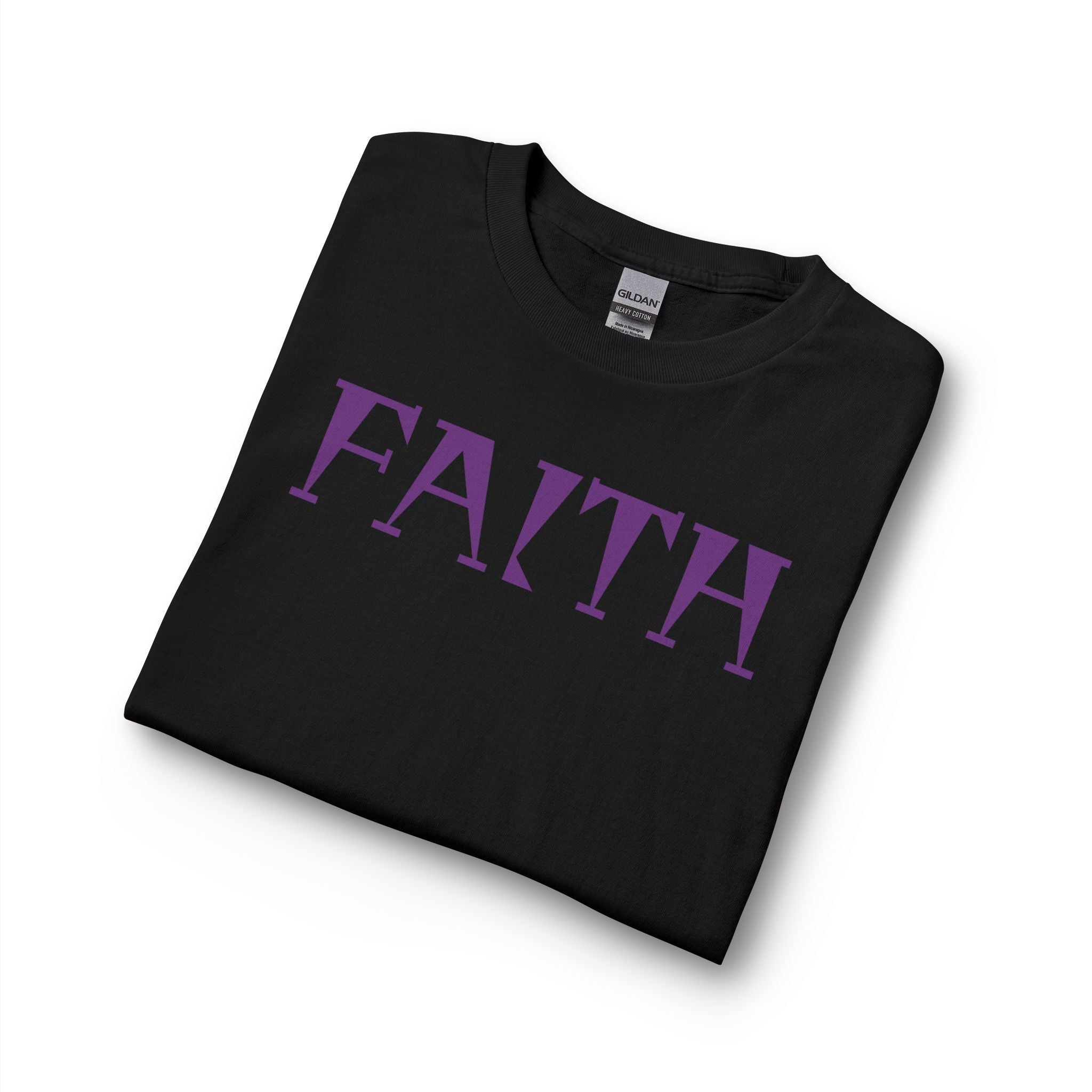 Faith Long Sleeve Tee — Purple Gothic Lettering Spiritual Shirt