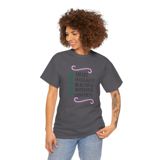 Empowering Cotton Tee - Smart, Intelligent, Beautiful, Motivated, Confident