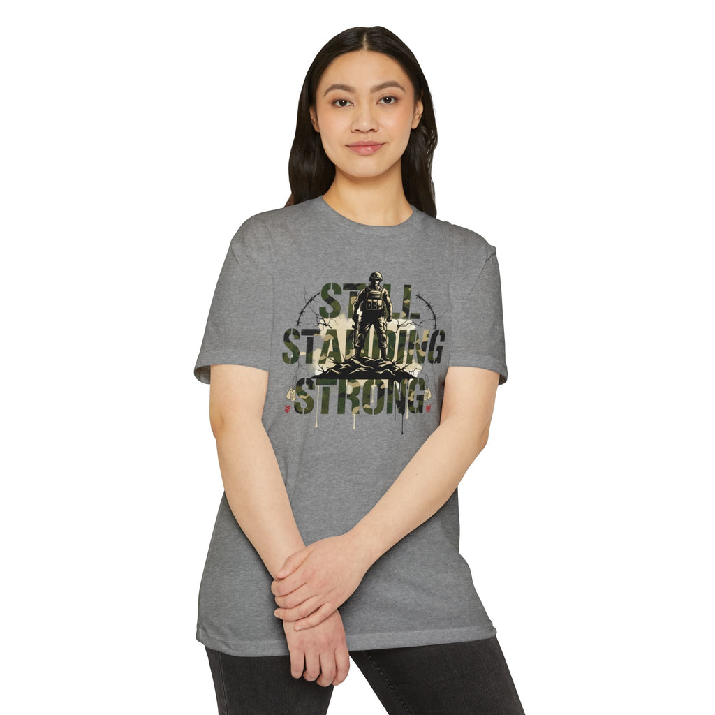 Still Standing Strong T-Shirt — Military Camouflage Resilience Tee