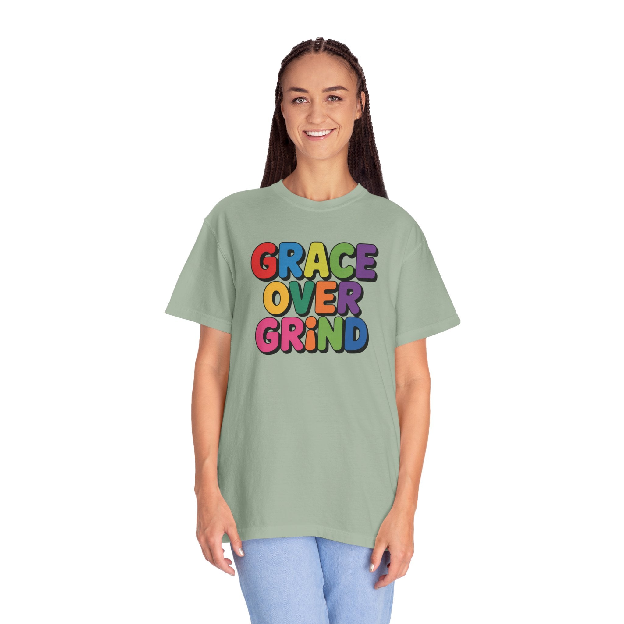 Grace Over Grind T-Shirt — Colorful Positive Faith Tee