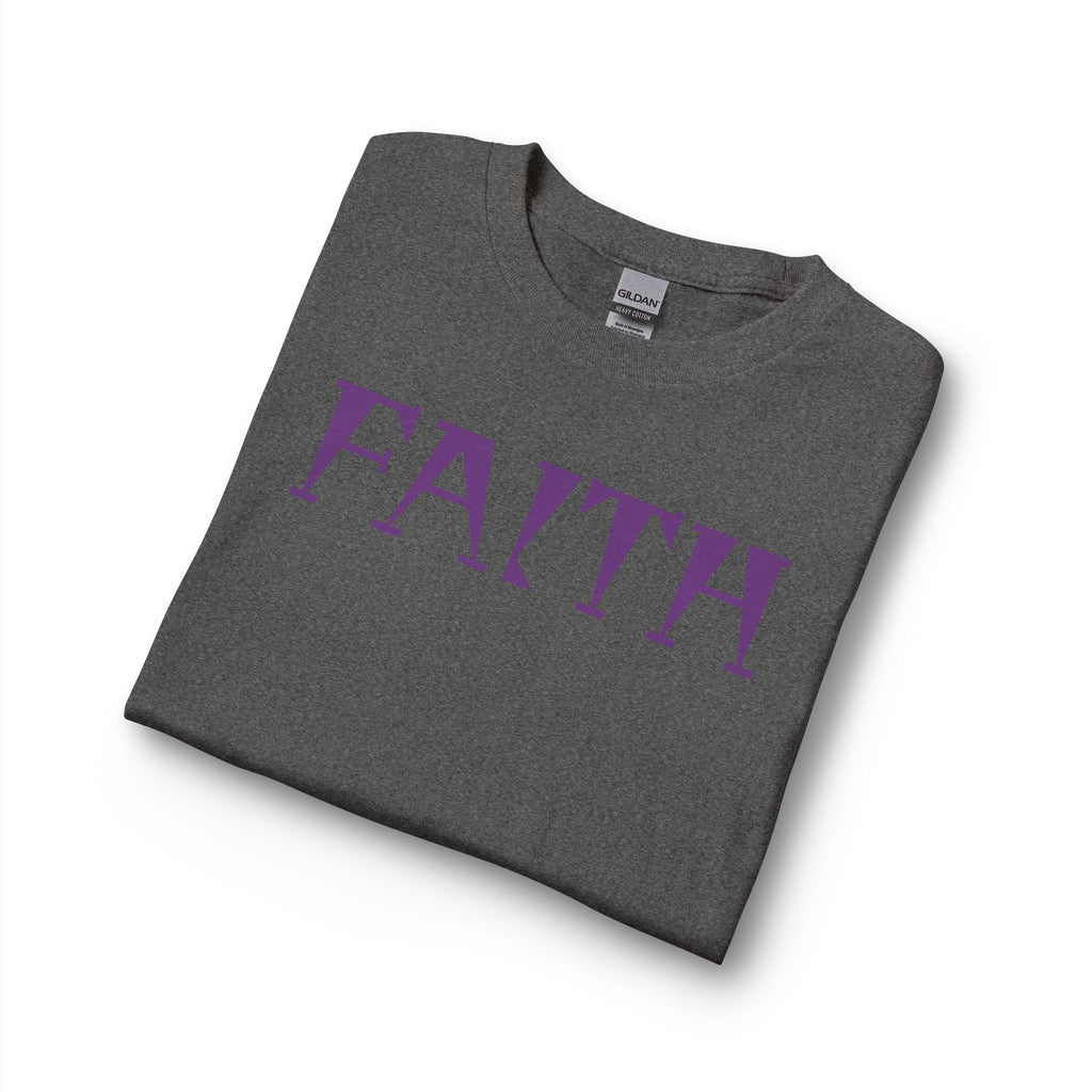 Faith Long Sleeve Tee — Purple Gothic Lettering Spiritual Shirt