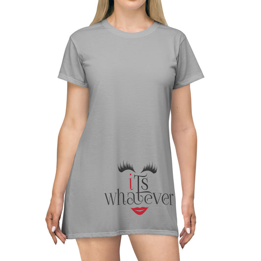 Chic T-Shirt Dress with 'It's Whatever' Print - Casual Fashion for Everyday Wear