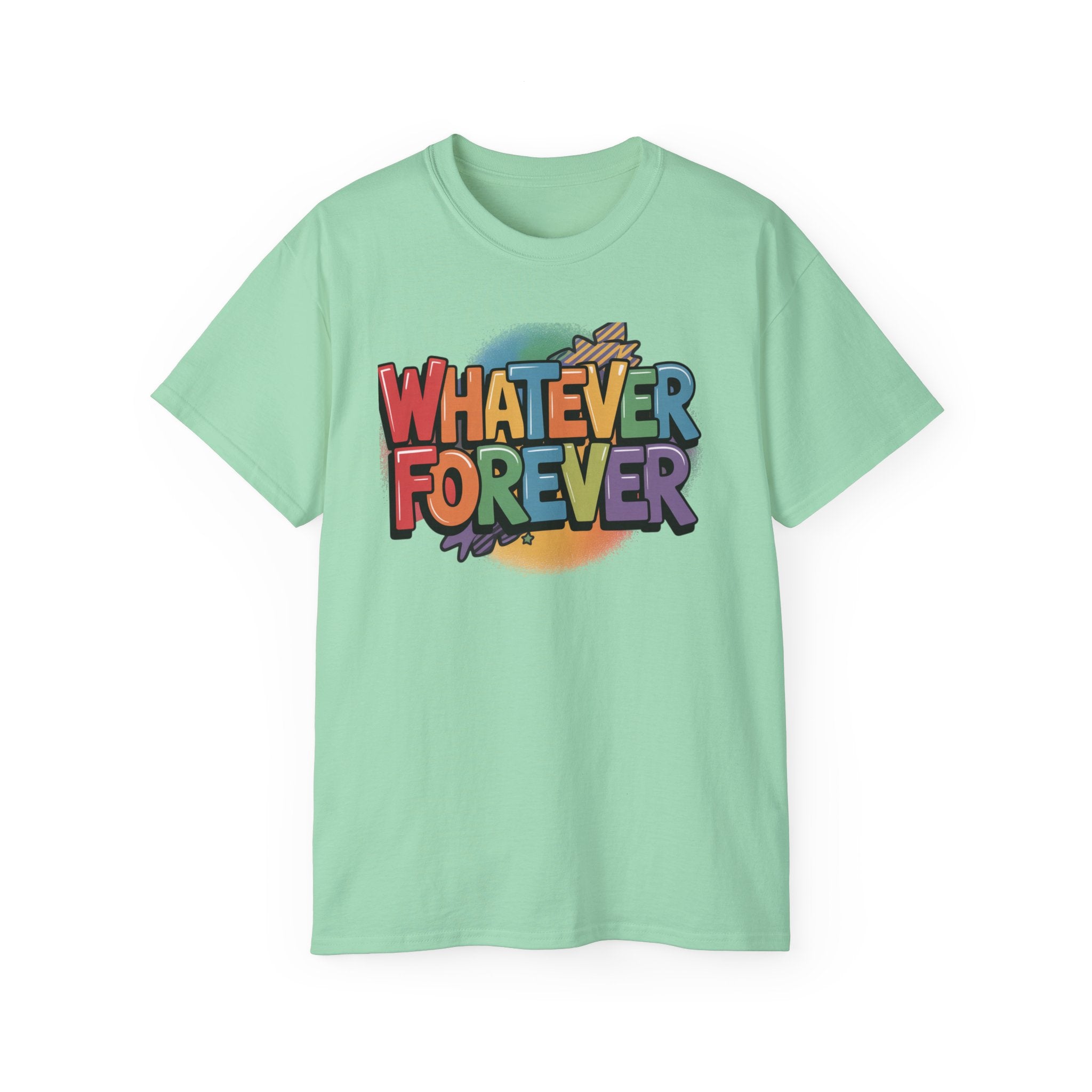 Whatever Forever Graphic Tee — Retro Rainbow Casual T‑Shirt