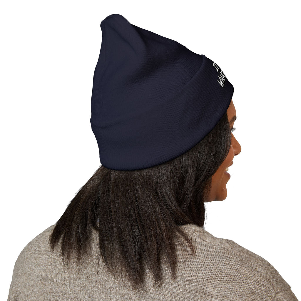 Embroidered 'It's Whatever' Beanie — Blue Butterfly Cuffed Knit Hat