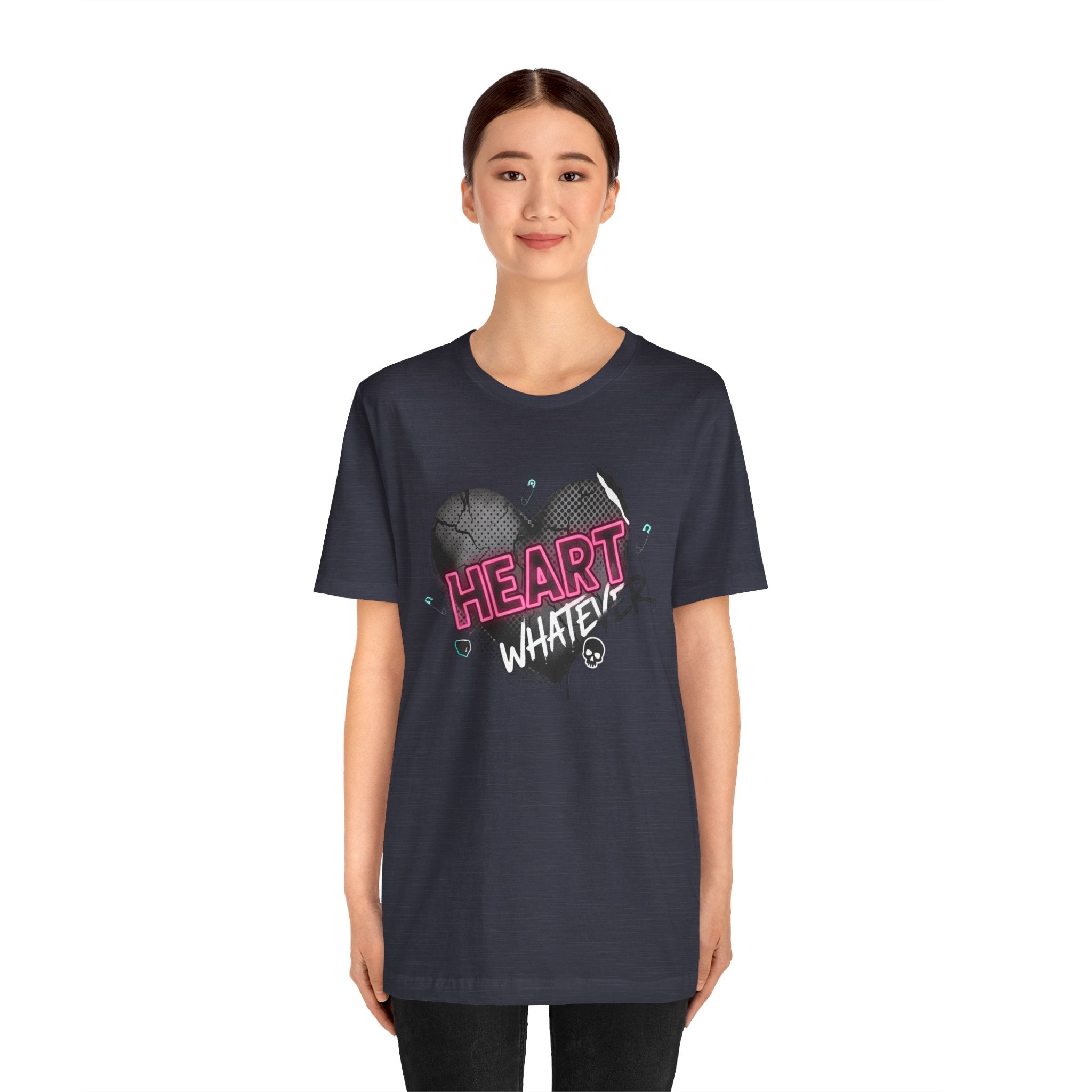 Heart Whatever T-Shirt — Edgy Pink & Black Graphic Tee