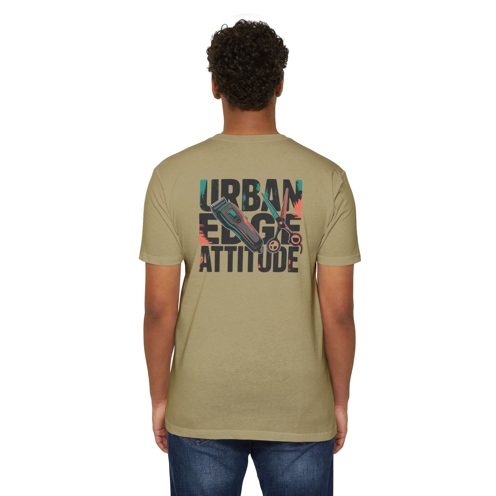 Barber Chair Graphic T‑Shirt — "Urban Edge Attitude" Back Print