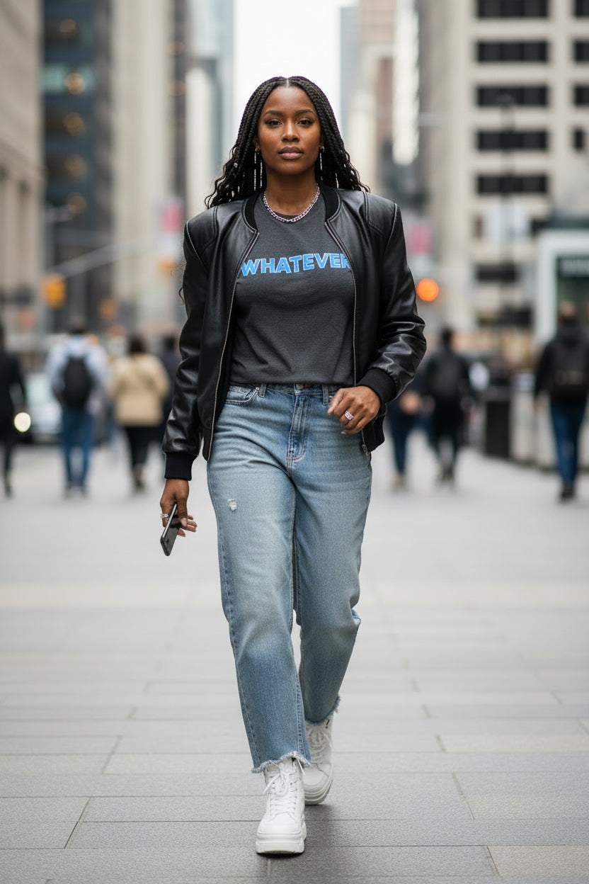 Long Sleeve Tee — Minimal 'WHATEVER' Graphic Lightweight Cotton Shirt
