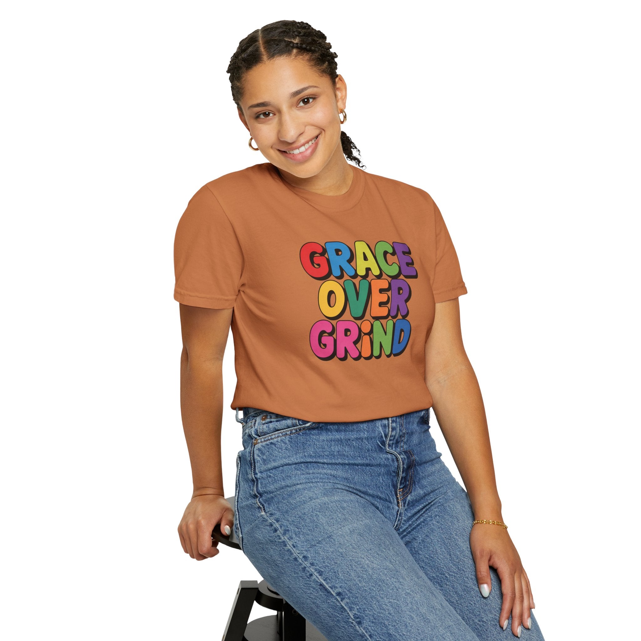 Grace Over Grind T-Shirt — Colorful Positive Faith Tee
