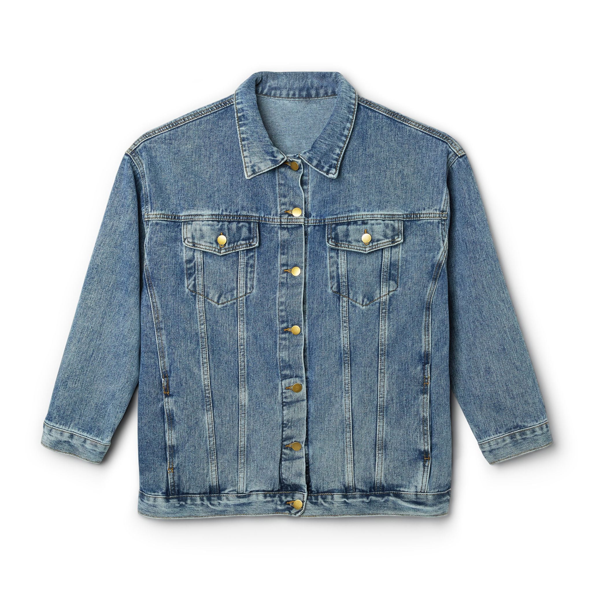 Denim Jacket — "Whatever, Just Going" Colorful Back Print