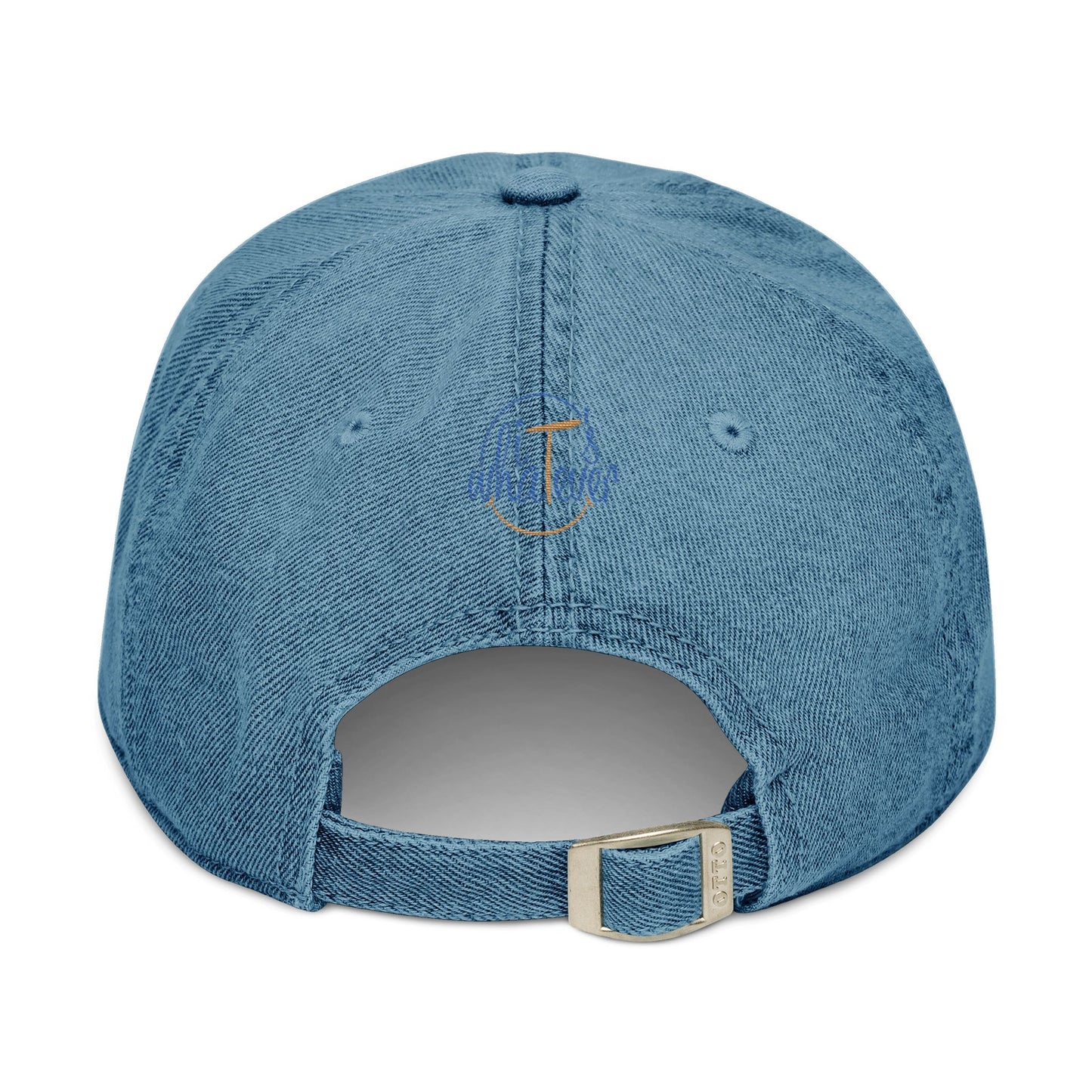 Black Denim Hat with 'Whatever' Embroidery