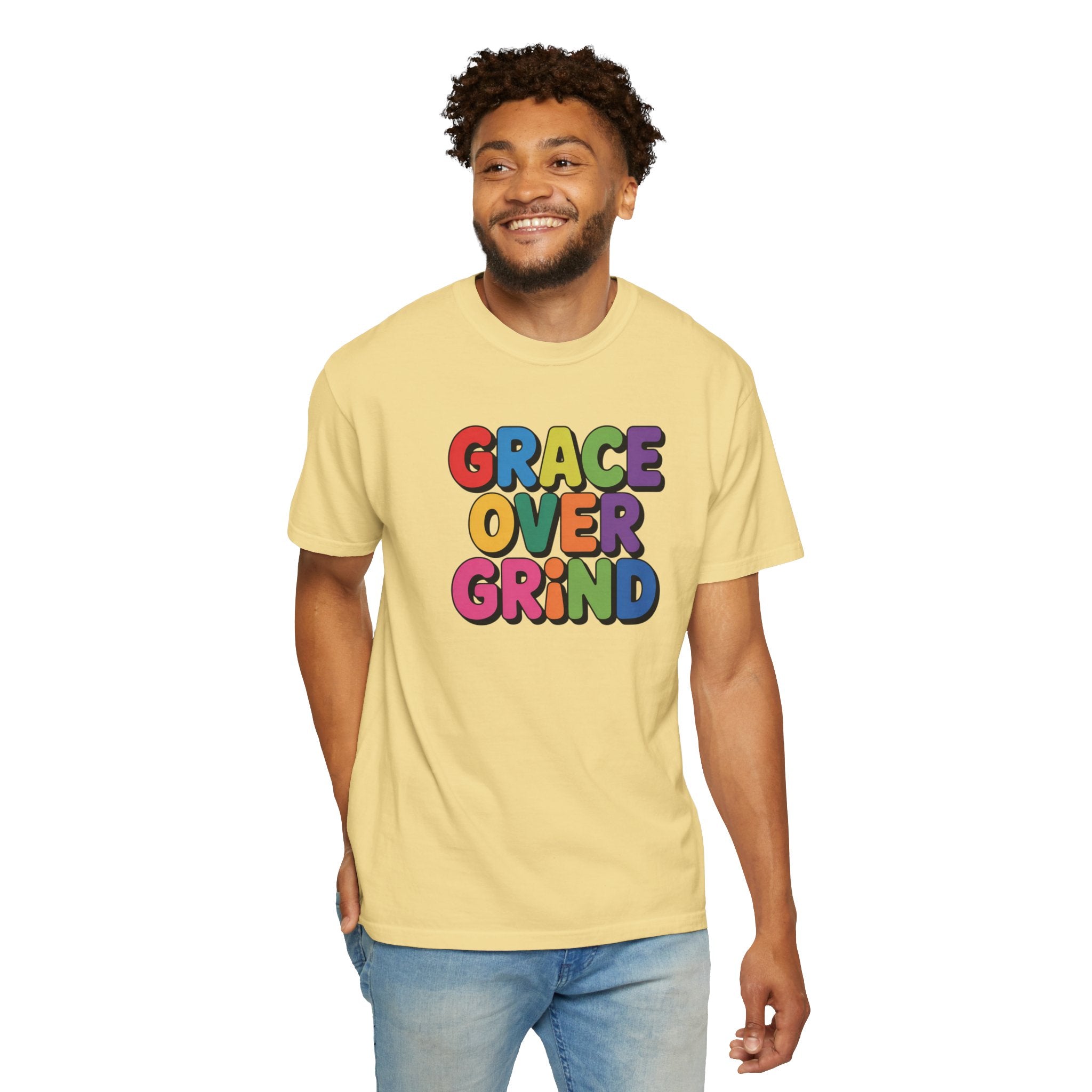 Grace Over Grind T-Shirt — Colorful Positive Faith Tee