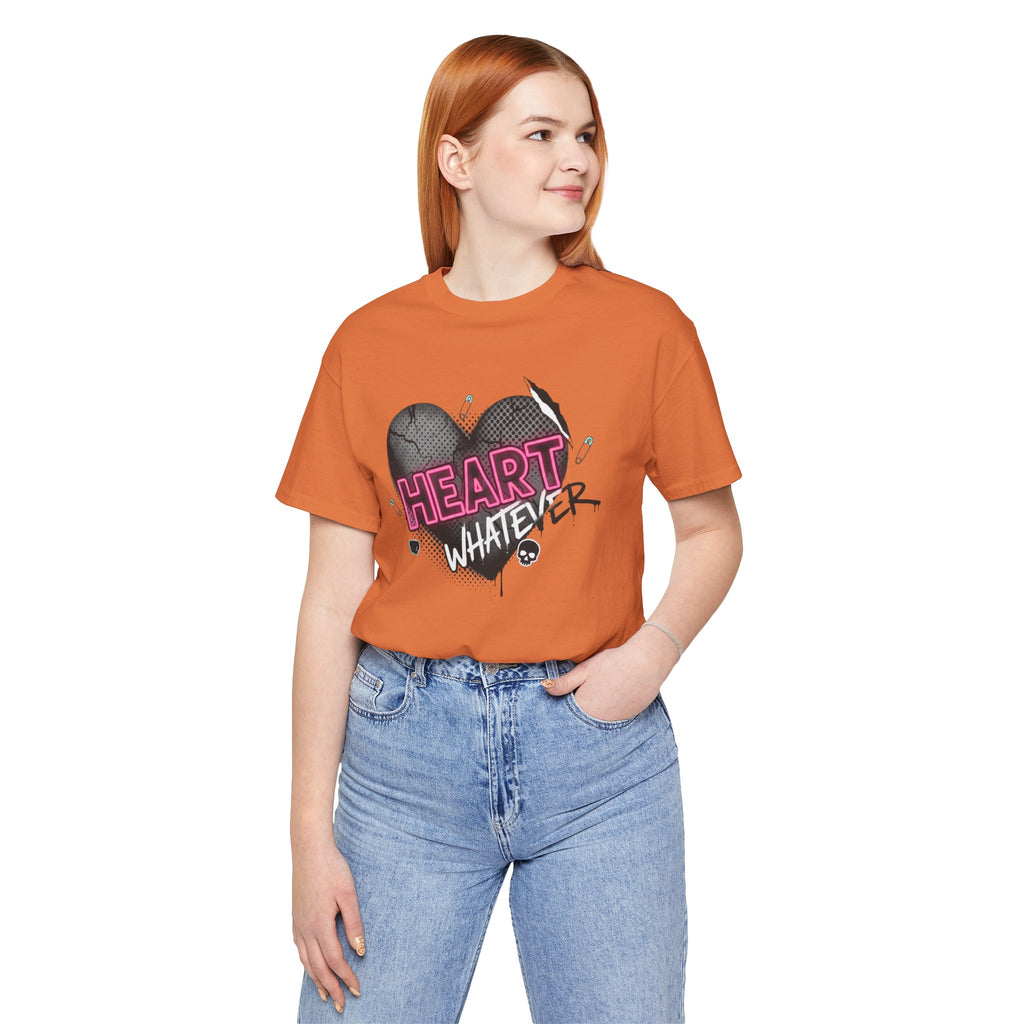 Heart Whatever T-Shirt — Edgy Pink & Black Graphic Tee