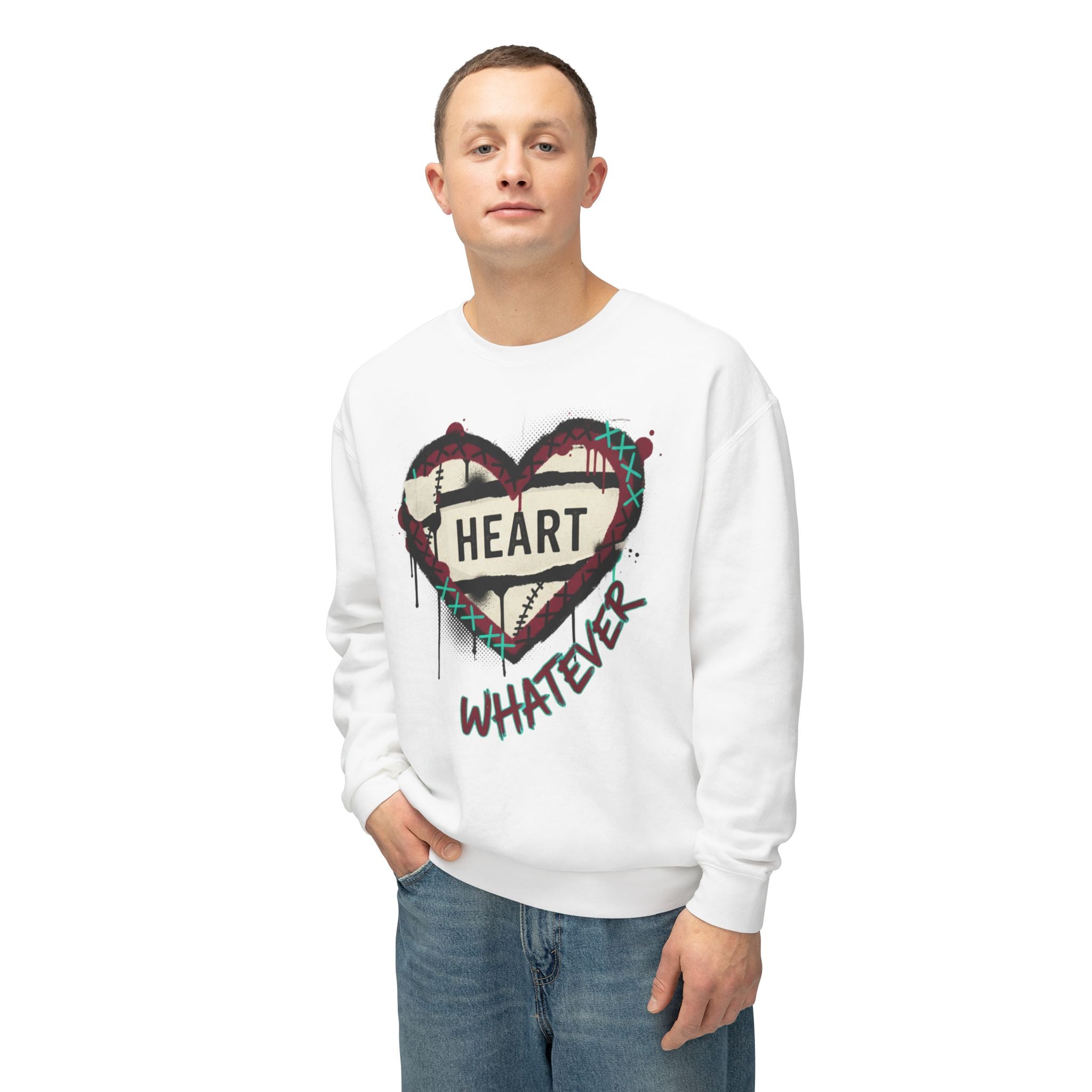 Crewneck Sweatshirt — Graffiti Heart “Heart Whatever” Streetwear