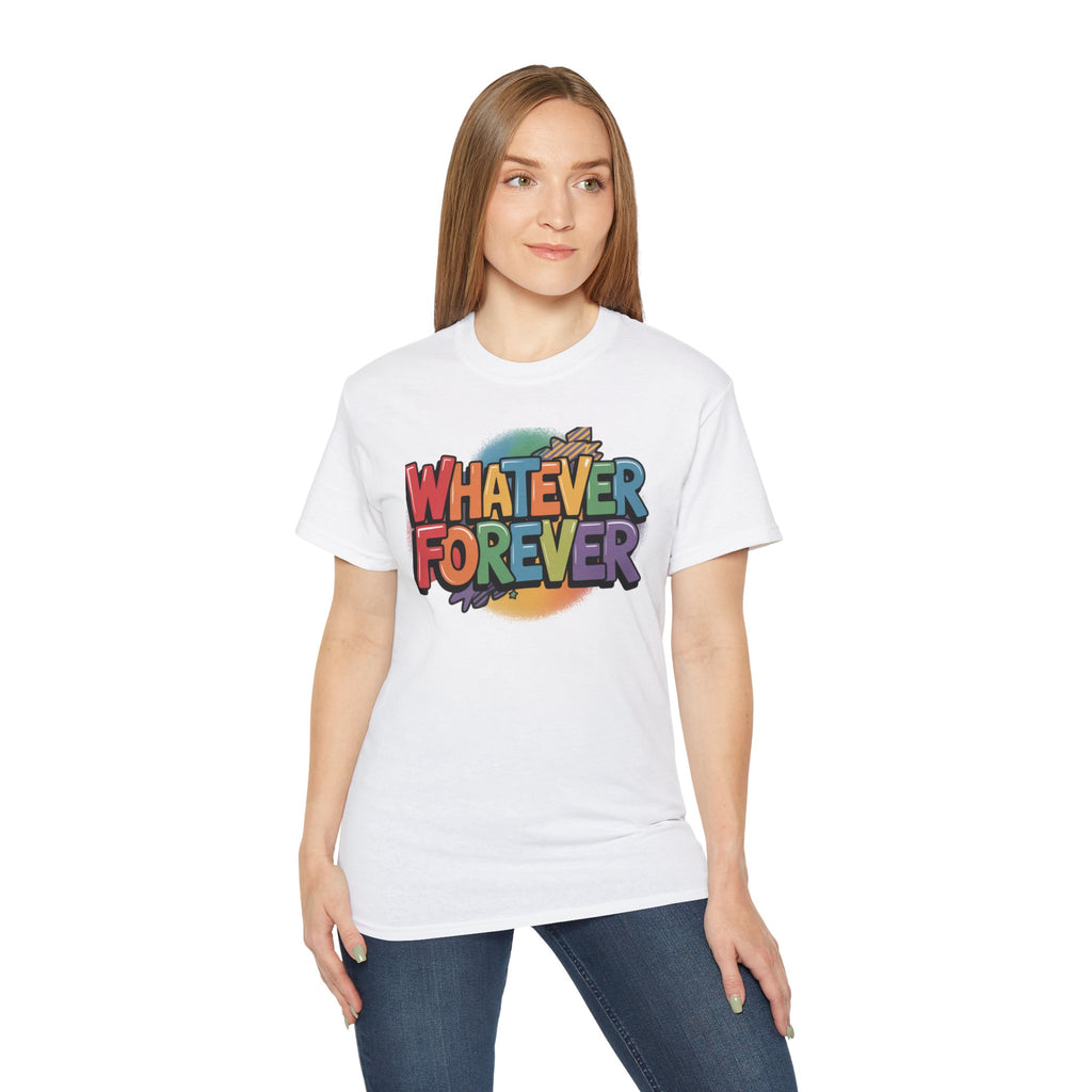 Whatever Forever Graphic Tee — Retro Rainbow Casual T‑Shirt