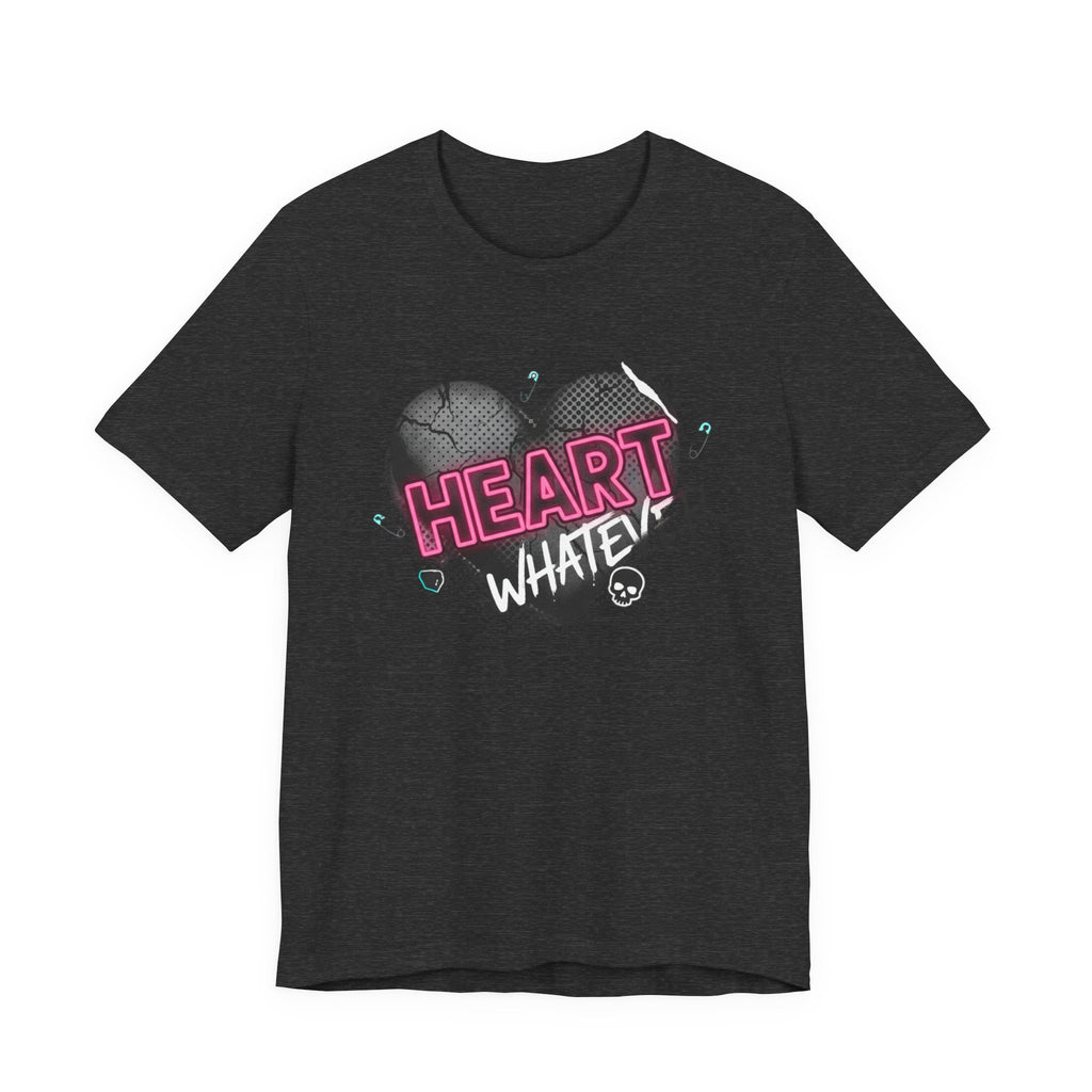 Heart Whatever T-Shirt — Edgy Pink & Black Graphic Tee