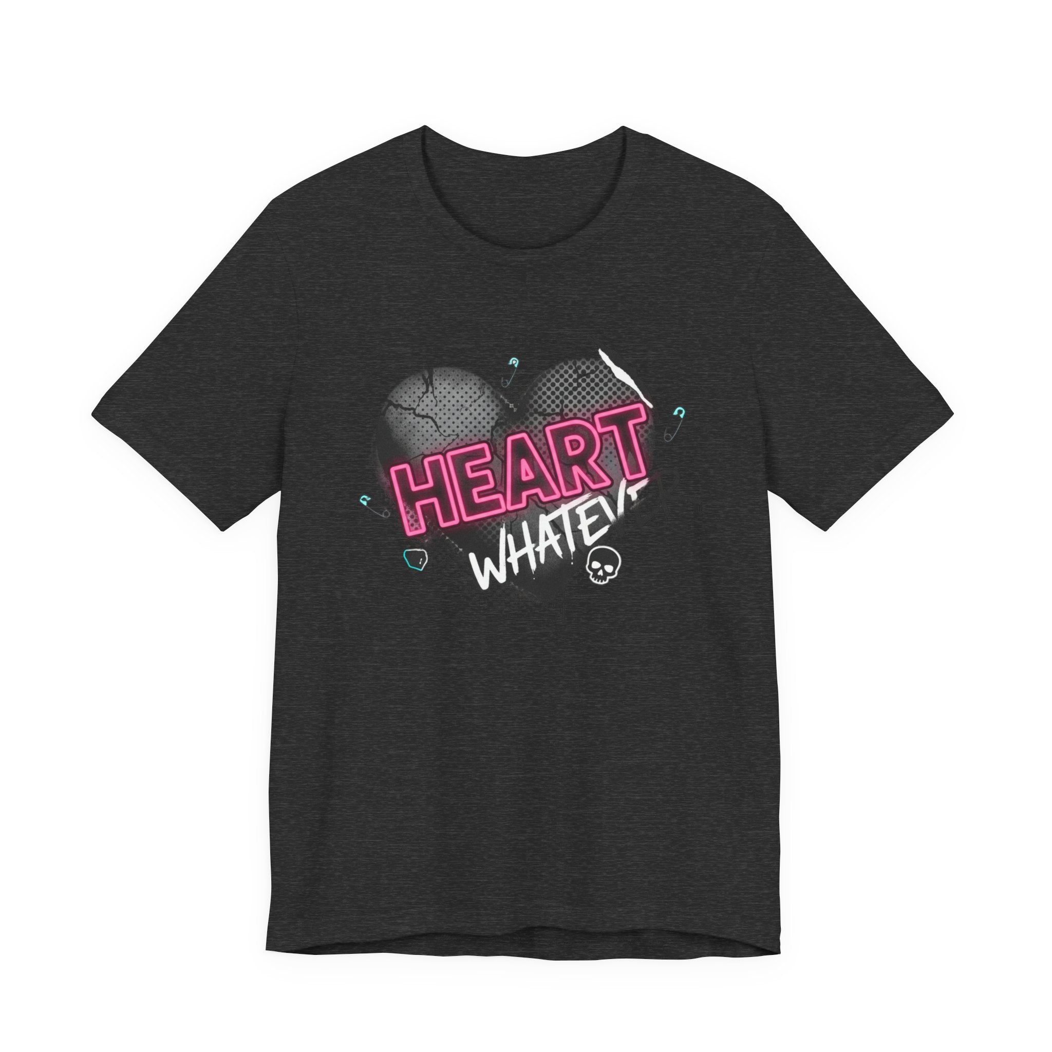 Heart Whatever T-Shirt — Edgy Pink & Black Graphic Tee