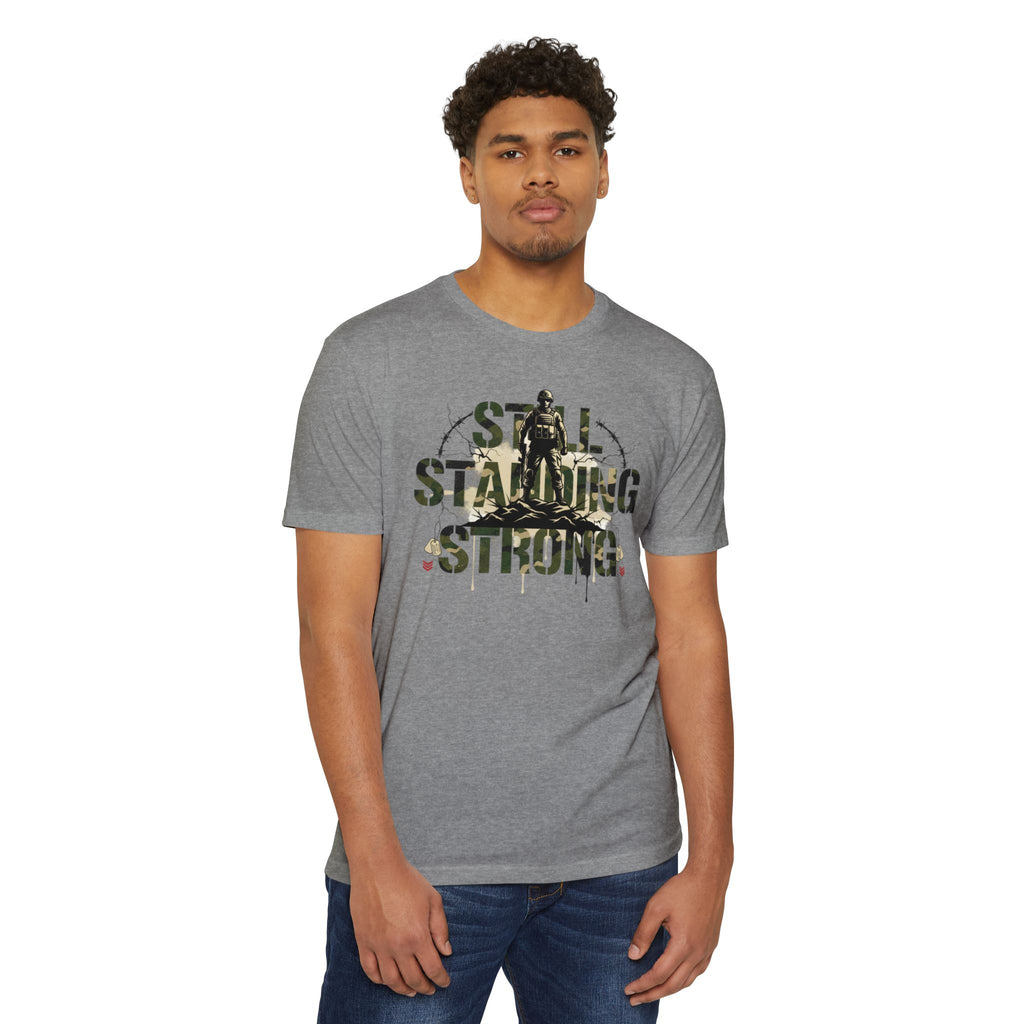 Still Standing Strong T-Shirt — Military Camouflage Resilience Tee