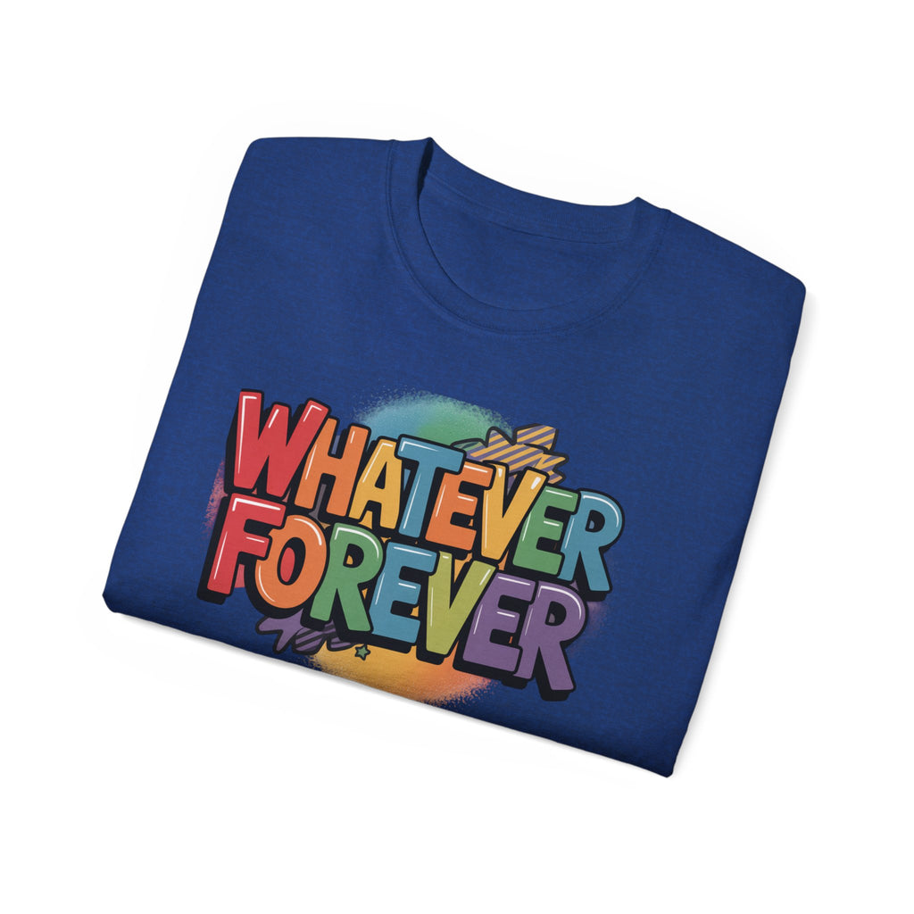 Whatever Forever Graphic Tee — Retro Rainbow Casual T‑Shirt