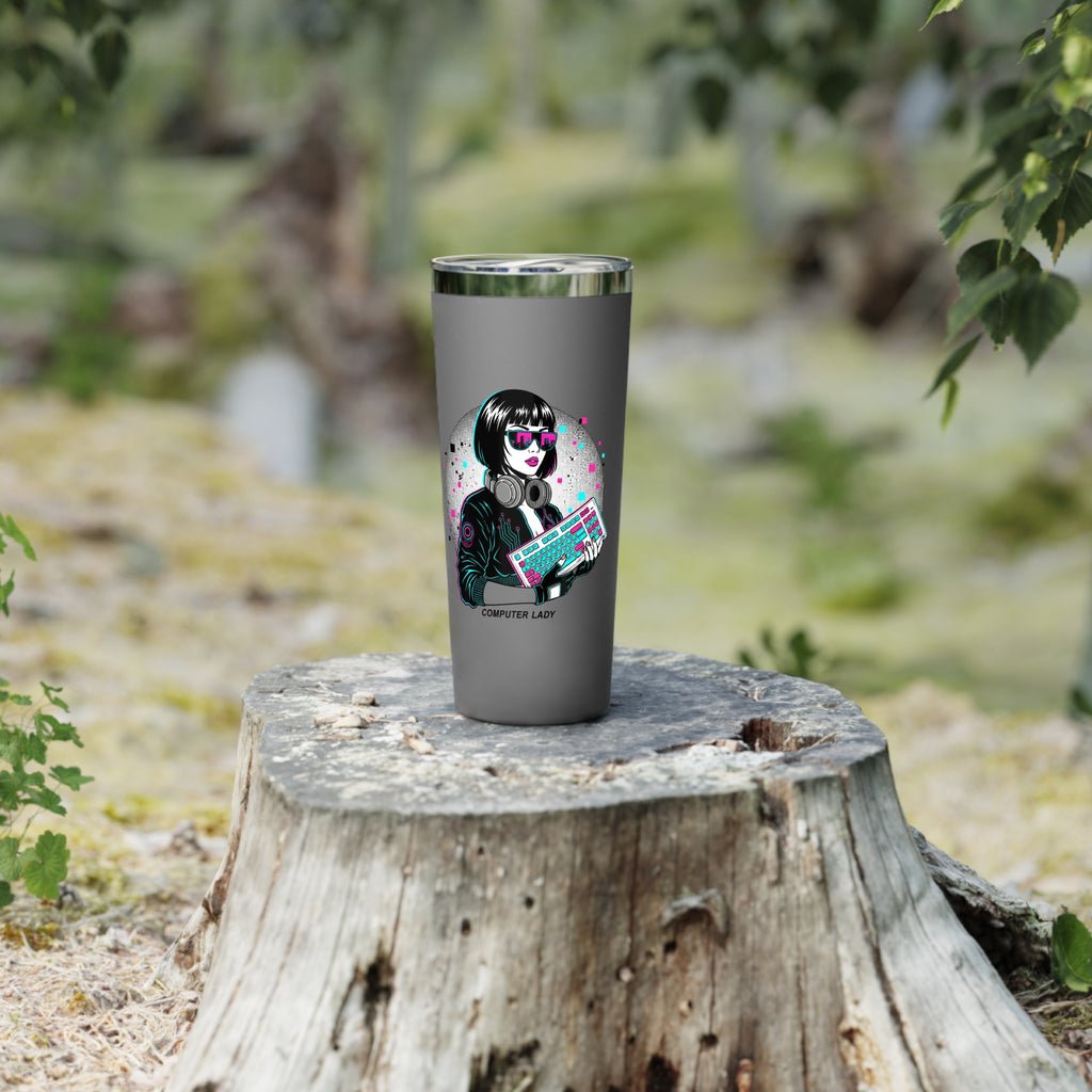 Tumbler — 'Computer Lady' Retro Cyberpunk 22oz Insulated Travel Cup