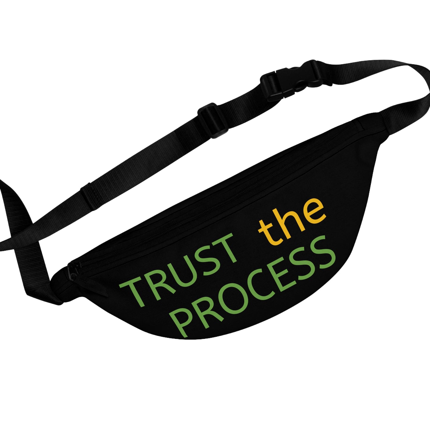 Trust the Process Fanny Pack - Motivational Black Waist Bag for Active Lifestyle and Daily Use