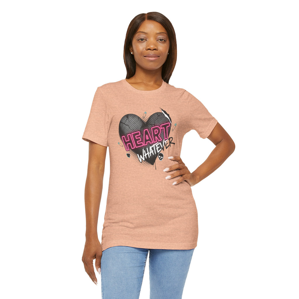 Heart Whatever T-Shirt — Edgy Pink & Black Graphic Tee