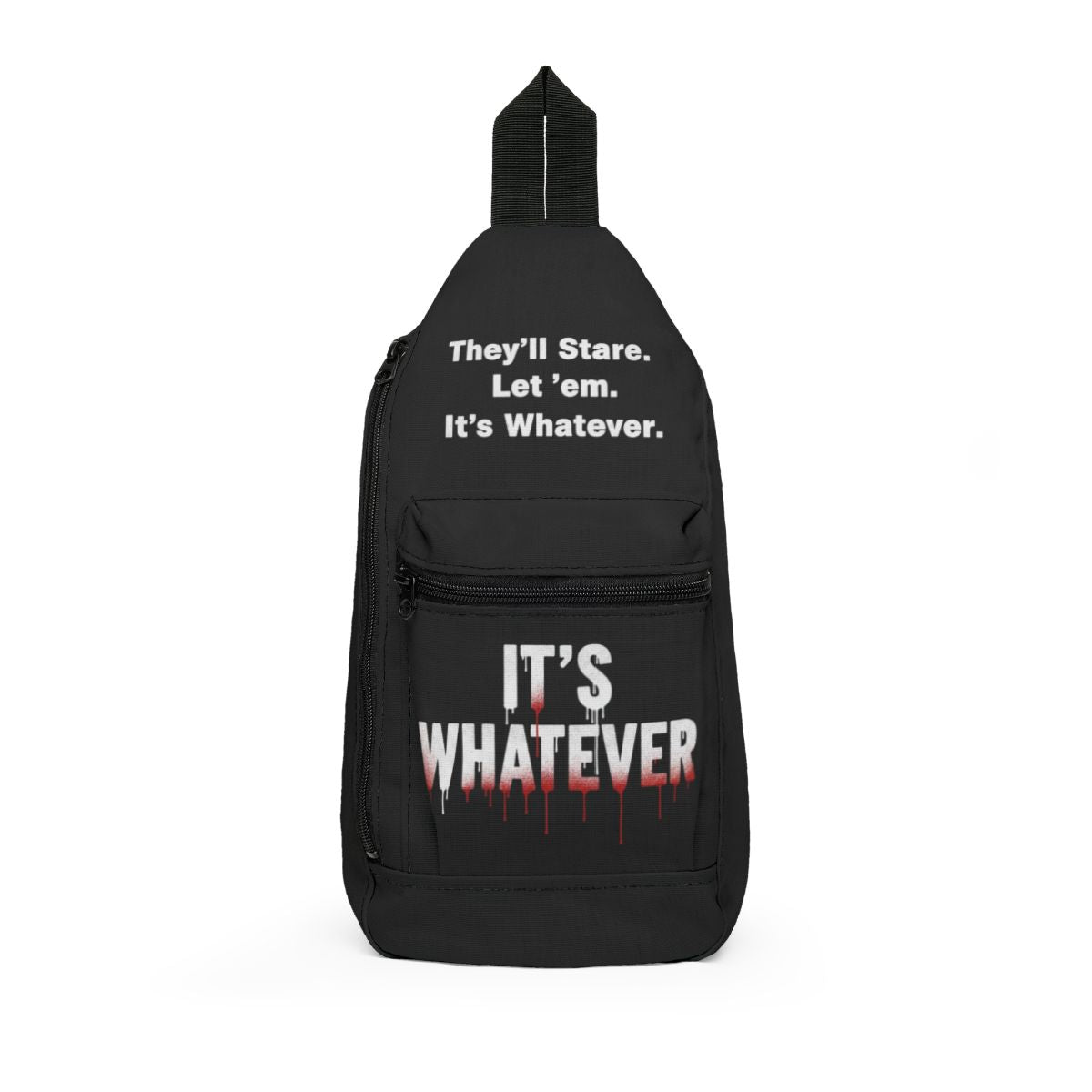 Black Drip Slogan Sling Bag