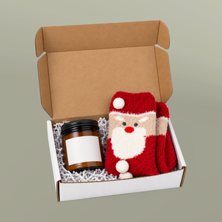 Candle & Santa Socks Gift Set