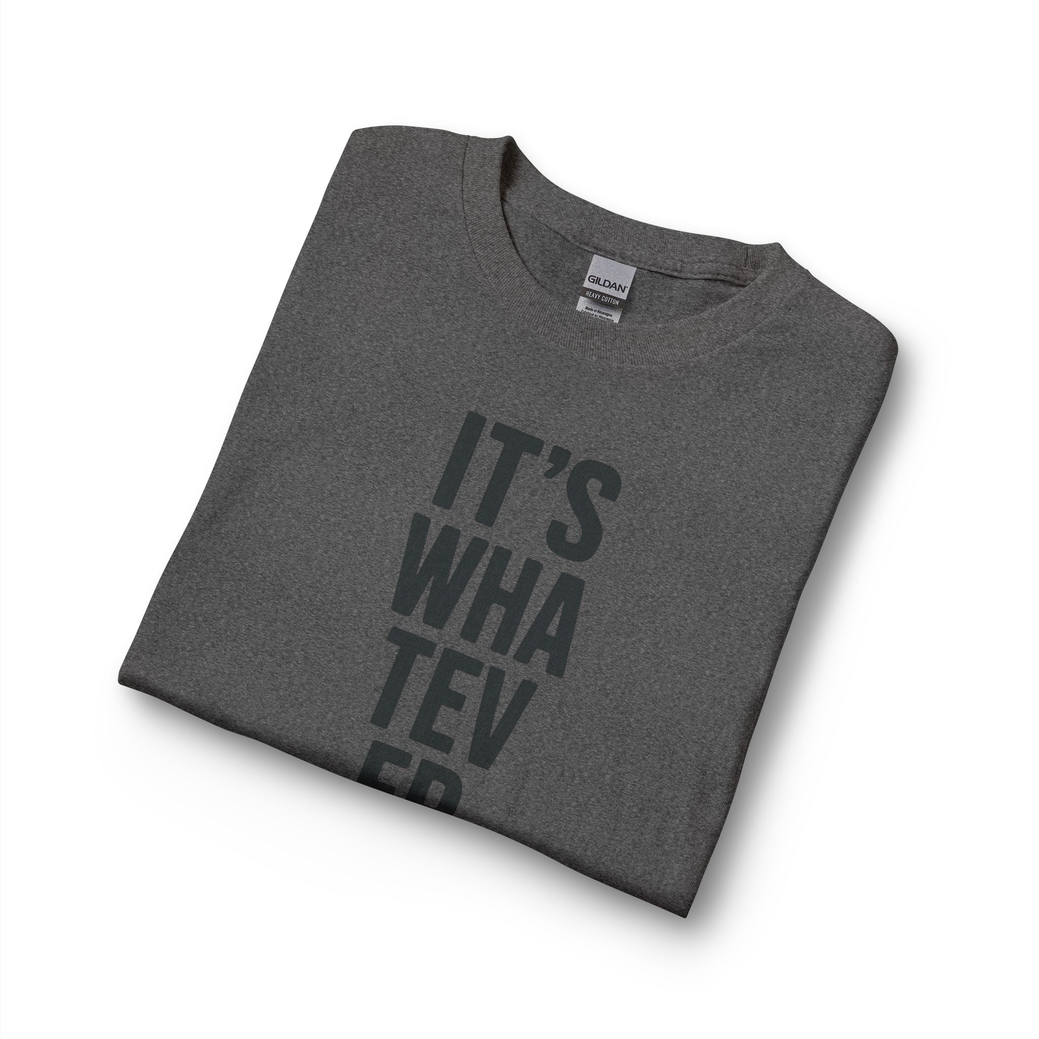 Long Sleeve T-Shirt — "It’s Whatev er" Vertical Text with Baseball Cap Graphic