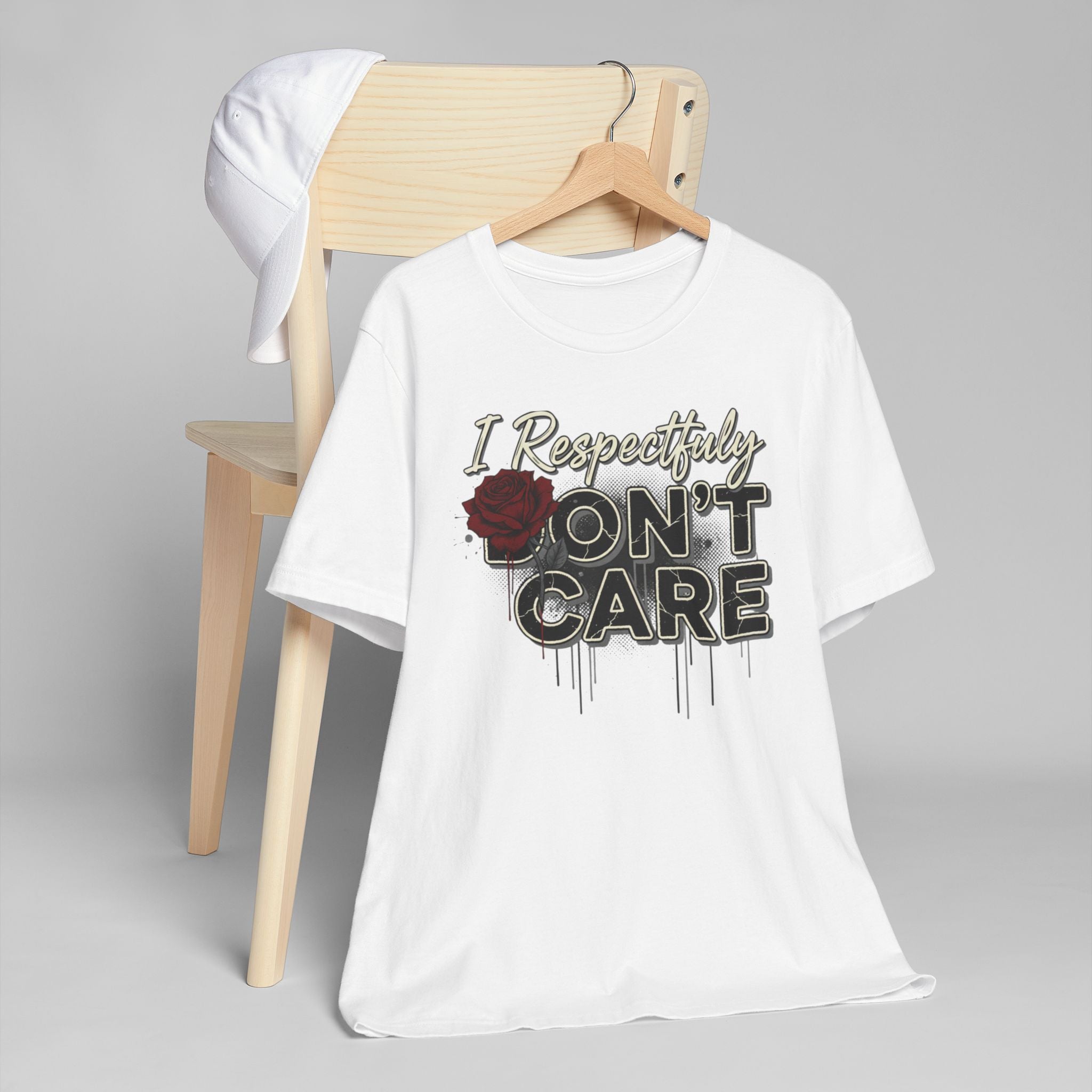 I Respectfully Don't Care Graphic Tee - Edgy Rose Streetwear T-Shirt