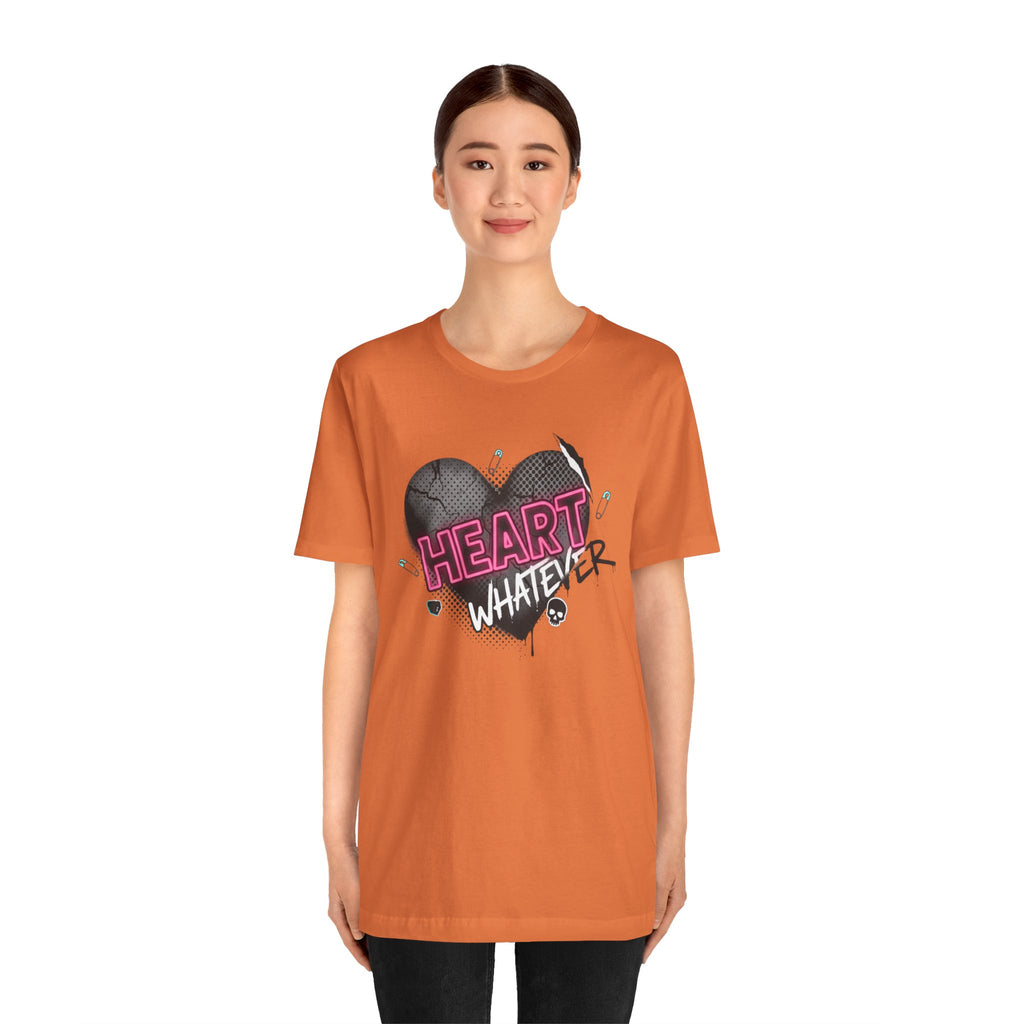 Heart Whatever T-Shirt — Edgy Pink & Black Graphic Tee