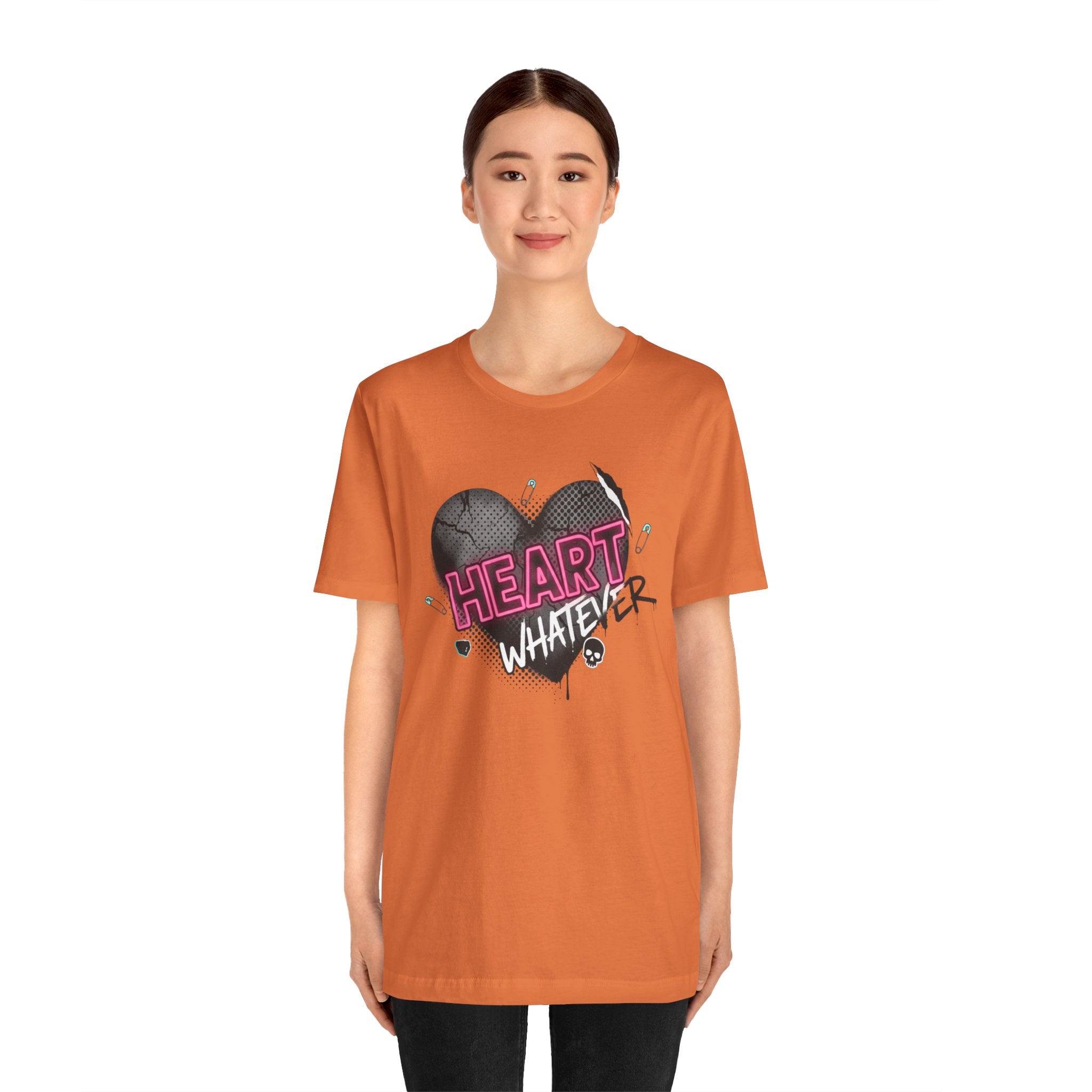 Heart Whatever T-Shirt — Edgy Pink & Black Graphic Tee