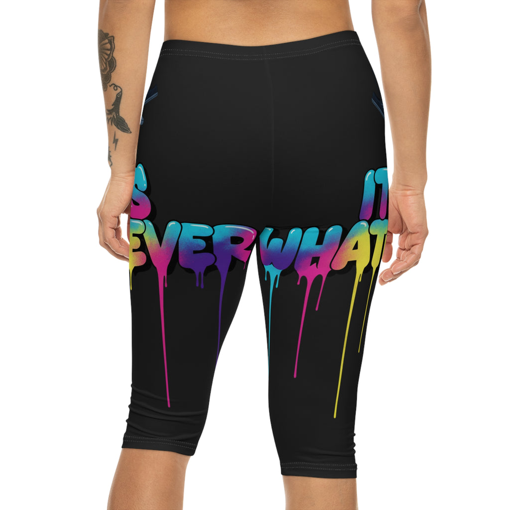 Capri Leggings — Dripping Rainbow Graffiti "Whatever It Is" Capri Leggings