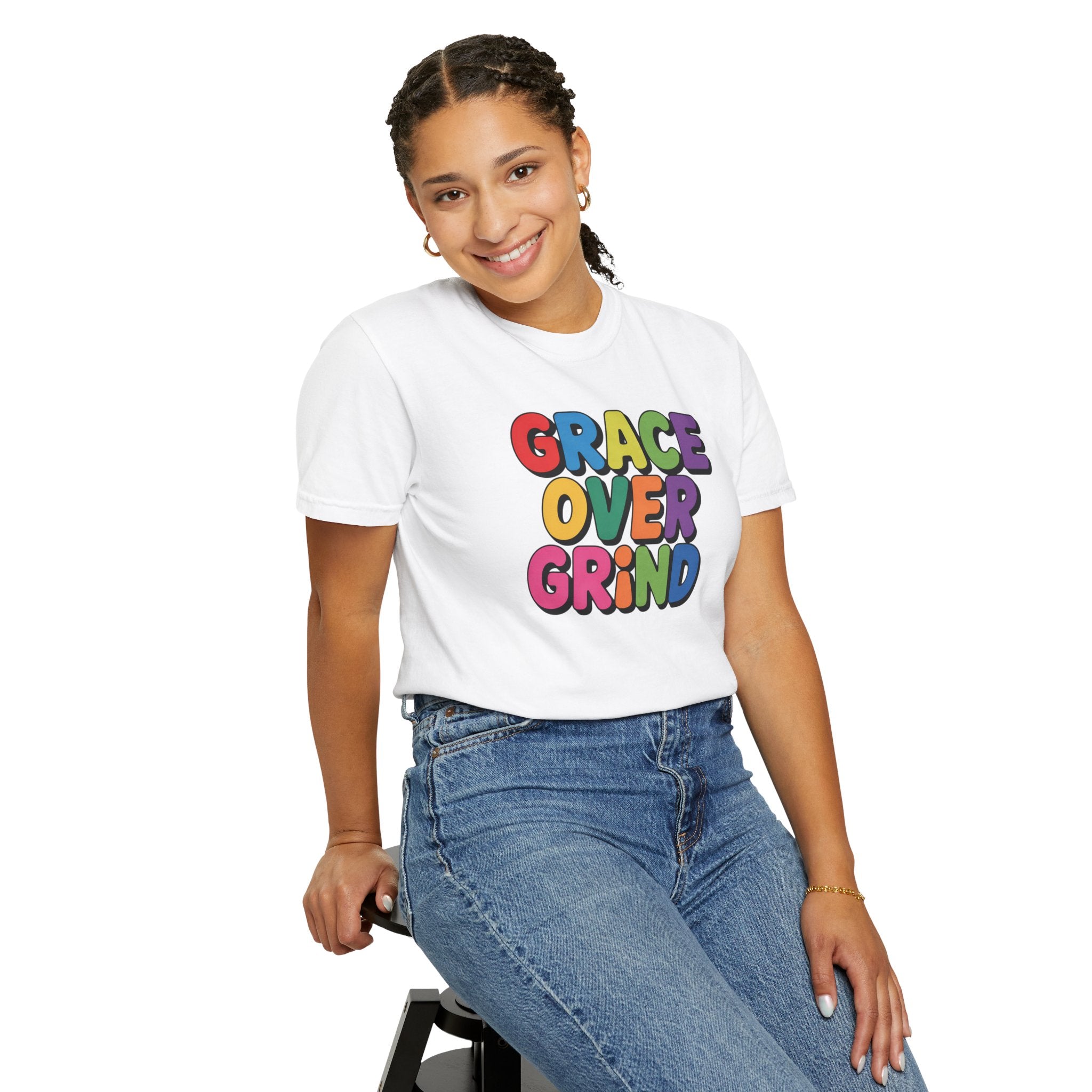 Grace Over Grind T-Shirt — Colorful Positive Faith Tee