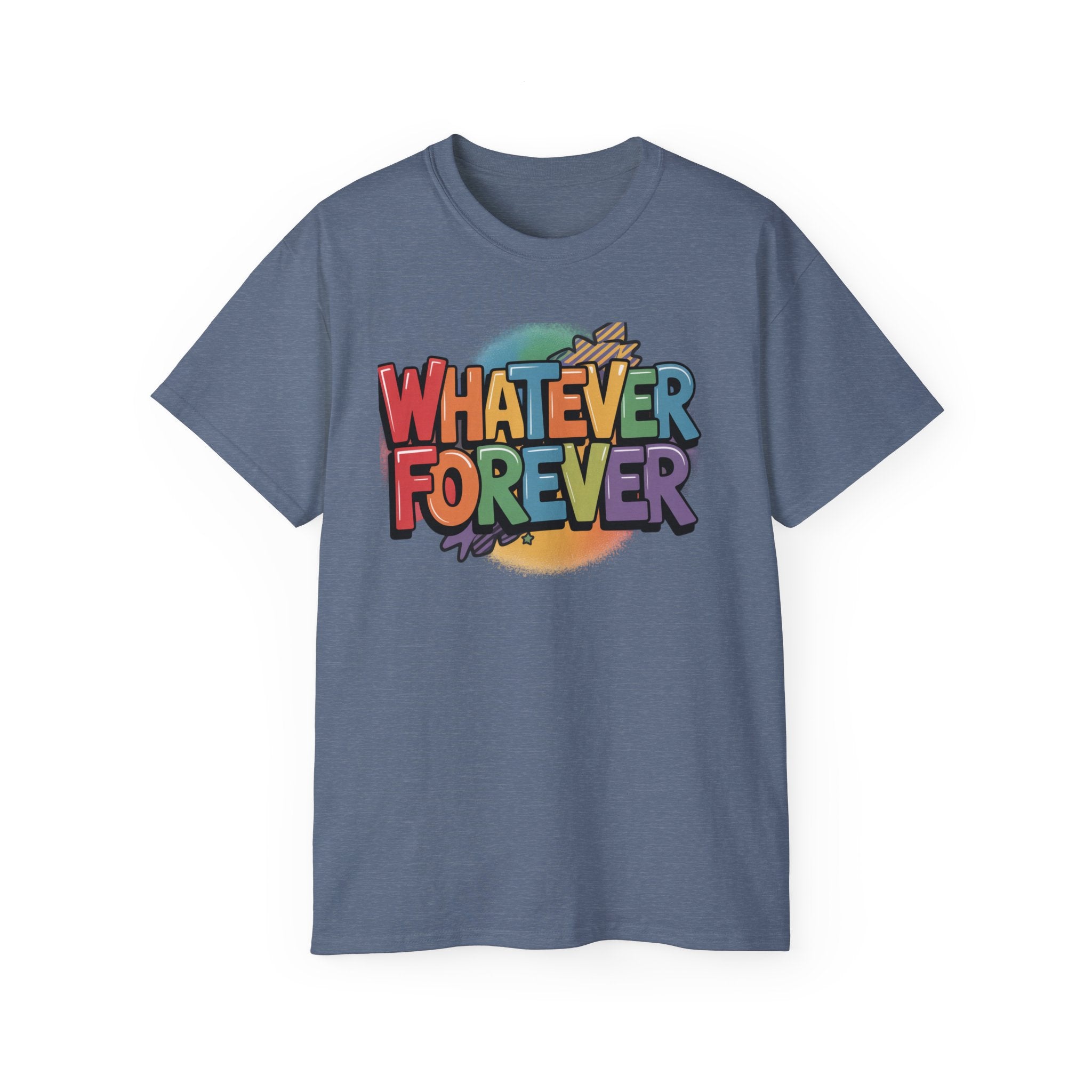 Whatever Forever Graphic Tee — Retro Rainbow Casual T‑Shirt