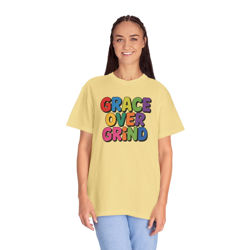 Grace Over Grind T-Shirt — Colorful Positive Faith Tee
