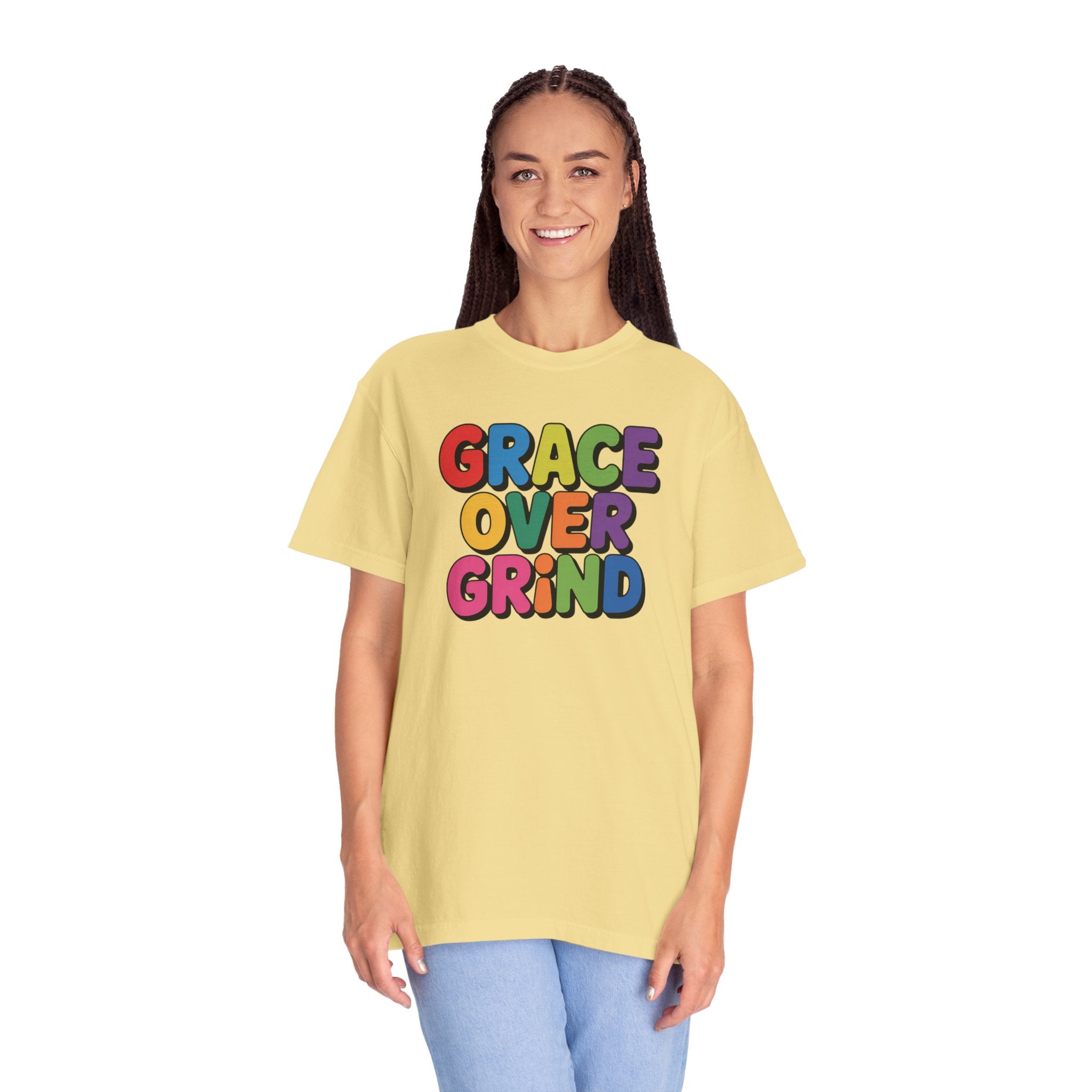 Grace Over Grind T-Shirt — Colorful Positive Faith Tee